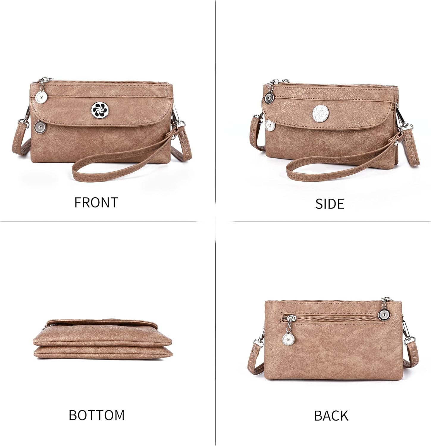 Angel Kiss Crossbody Bags Small Purses for Women Vegan Leather Cell Phone Wallet Purse with Wristlet Strap - Image 7