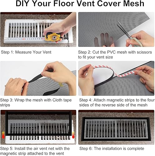 Miniatura 2 de Paquete de 3 cubiertas de ventilación de suelo de 15.73 x 11.81 pulgadas, cubiertas de ventilación magnéticas de PVC, pantalla de ventilación de