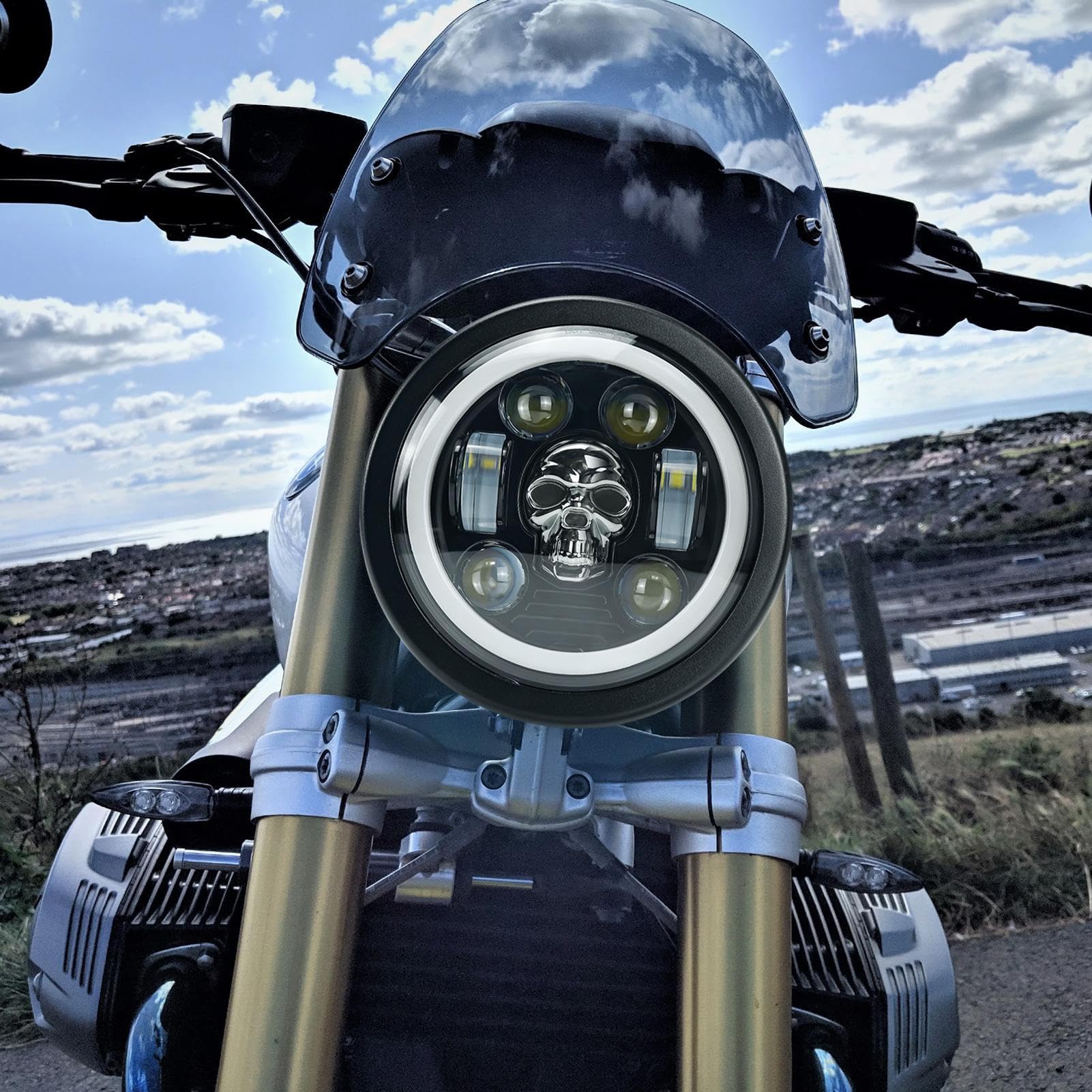 Faro a LED per moto, rotondo, impermeabile, super luminoso, ricambio per fari colorati, per una guida sicura