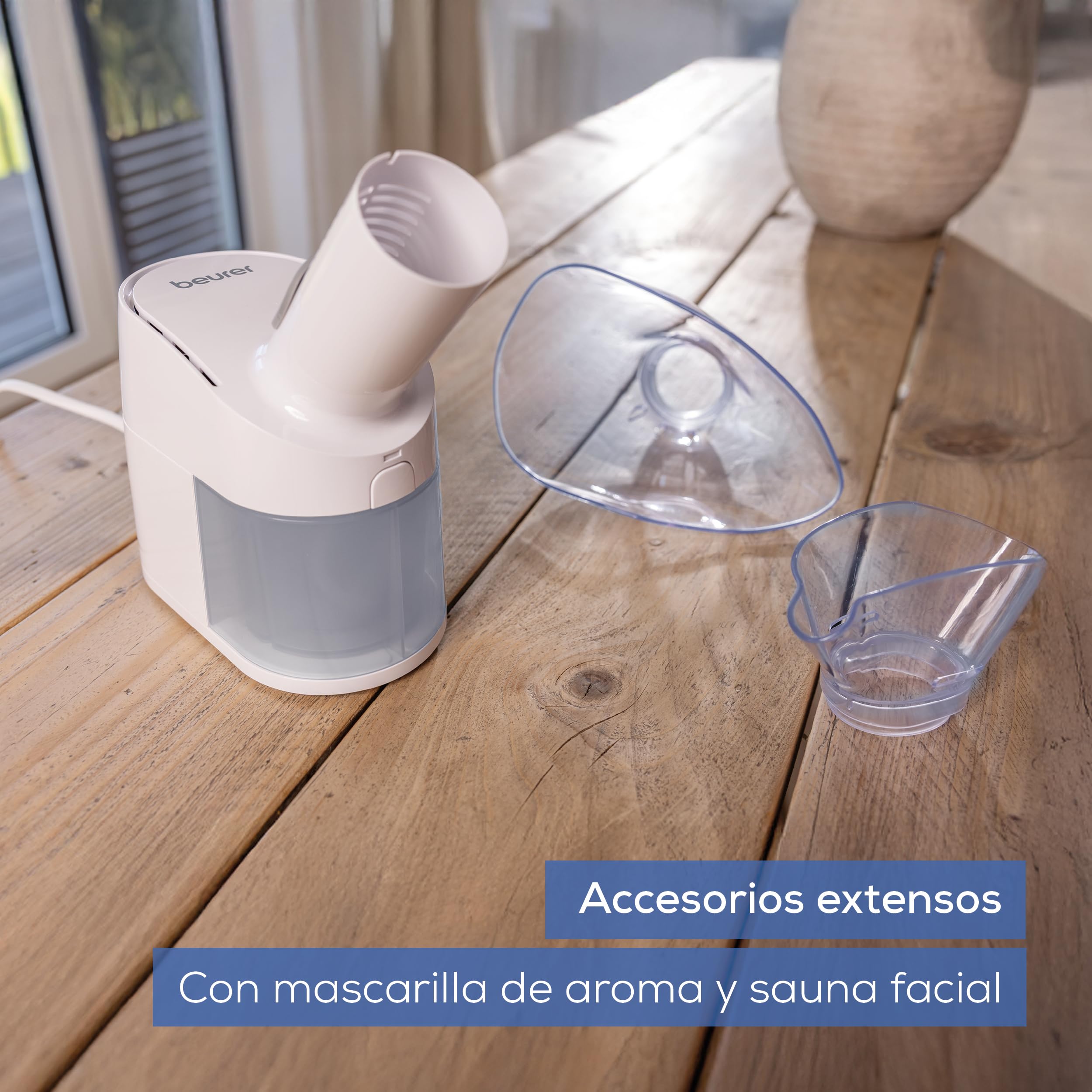 Beurer SI 40 Nebulizador , para la humidificación - boca, nariz y garganta, nebulización de solución salina y aceites esenciales, humidificador de aire para temporada de resfriados, extra silencioso
