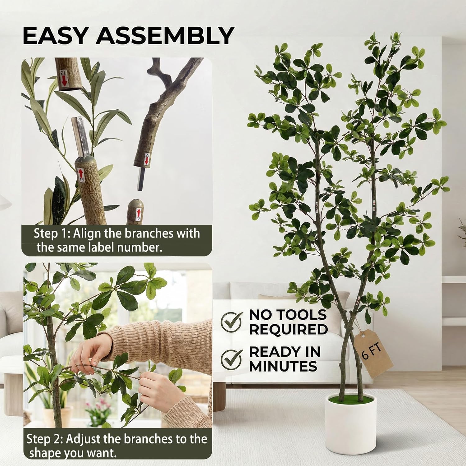 6ft Fake Olive Tree Artificial Indoor,Artificial Olive Tree with Pot,Large Olive Branches,for Home Office House Living Room Decor.