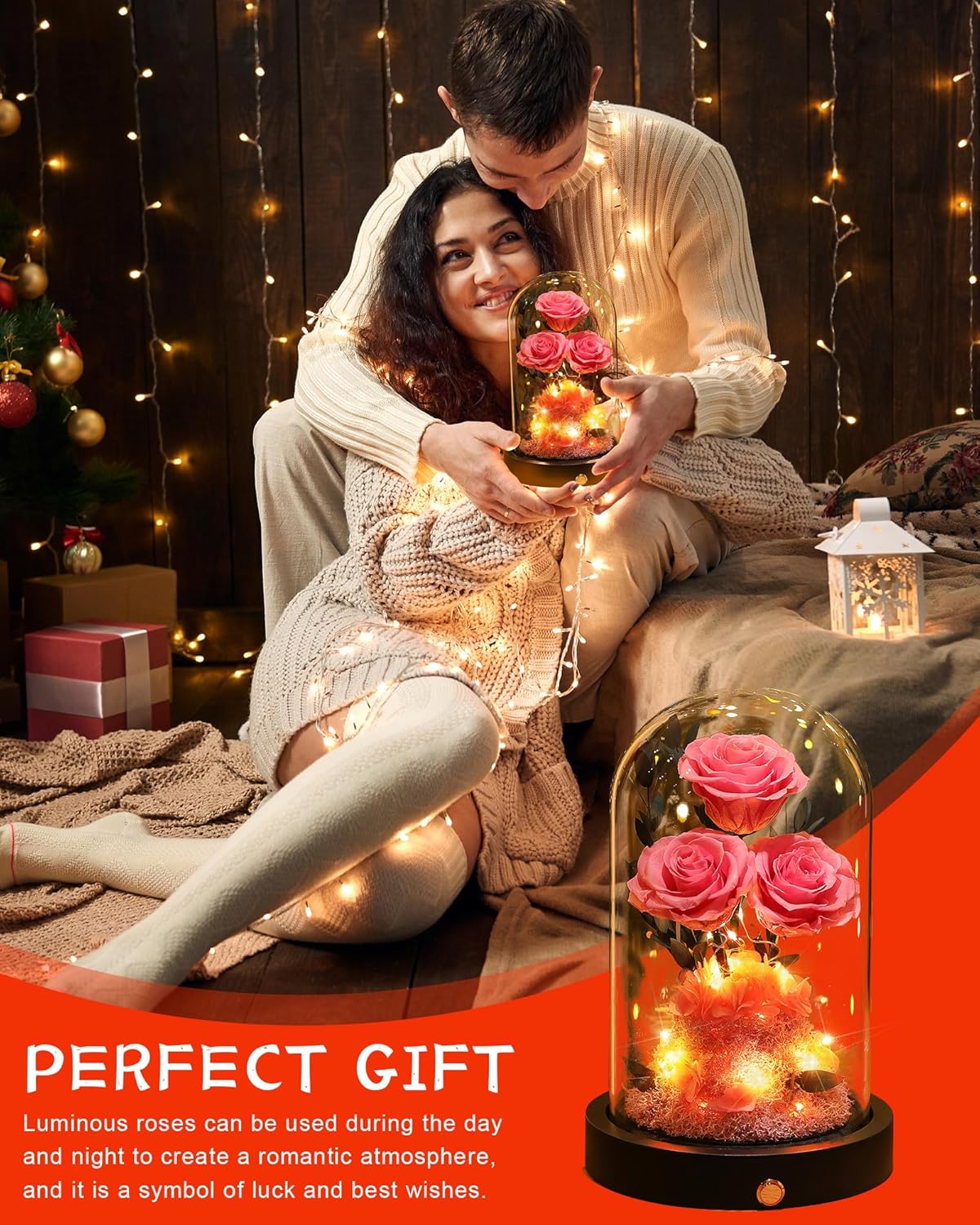 Valentines Day Flowers Roses Gifts for Women Her,Forever Preserved Rose in Glass Dome, Valentines Anniversary Birthday Real Roses Gifts for Wife Women Girlfriend Best Friend/Pink - Image 6