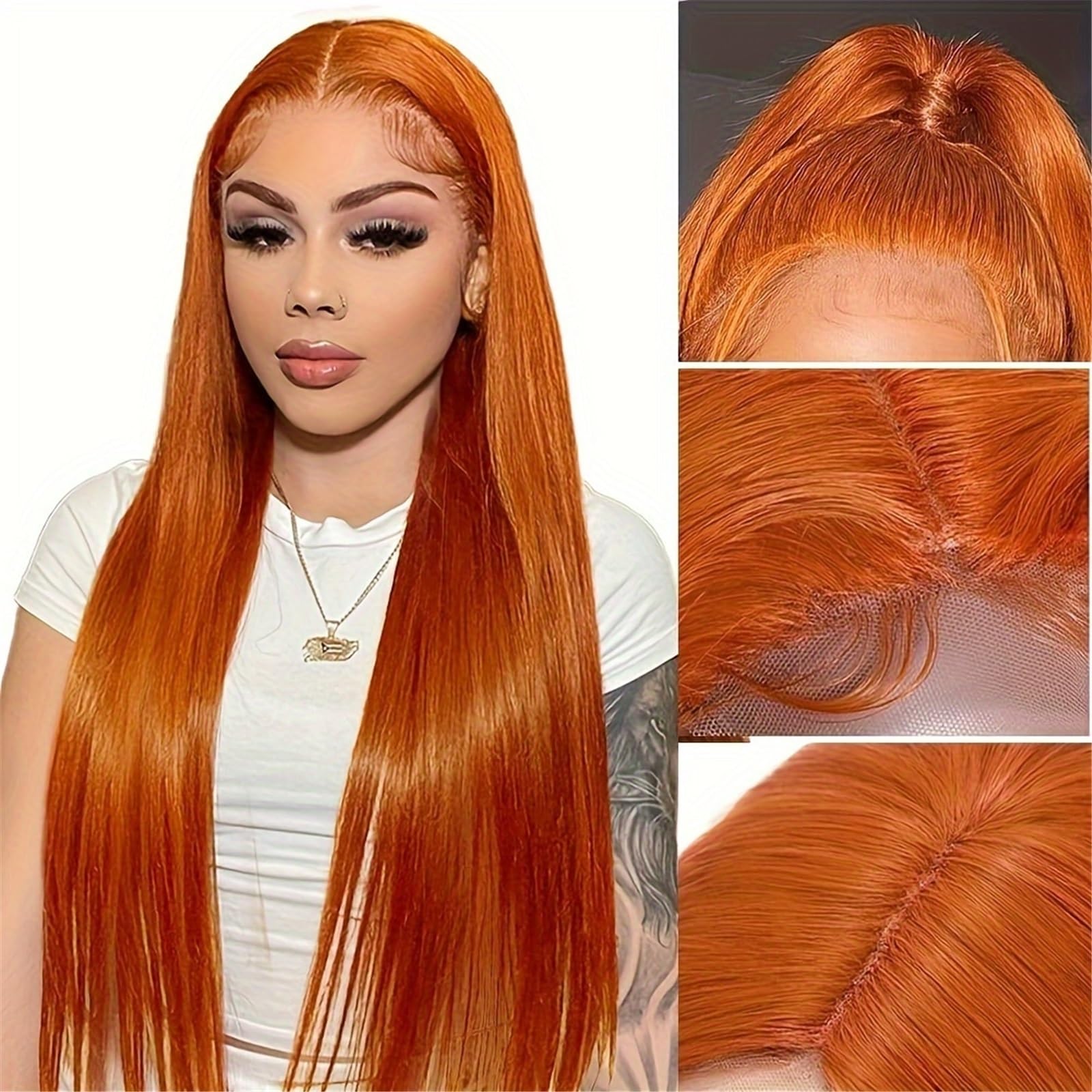 Mujer Pelucas de cabello humano liso Peluca frontal encaje HD 13X4(18inches)