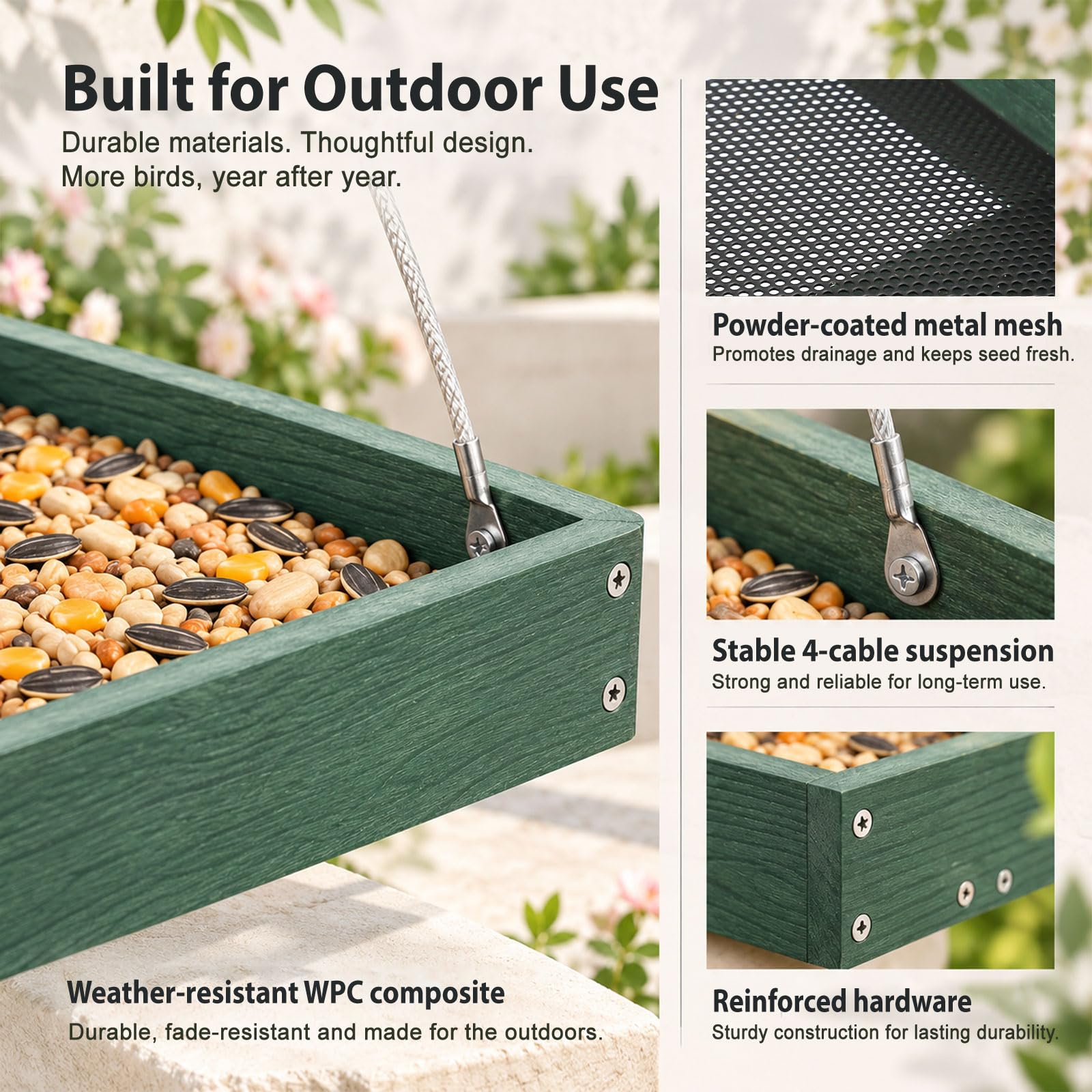 Large Bird Feeder - Durable & Weather-Resistant -3