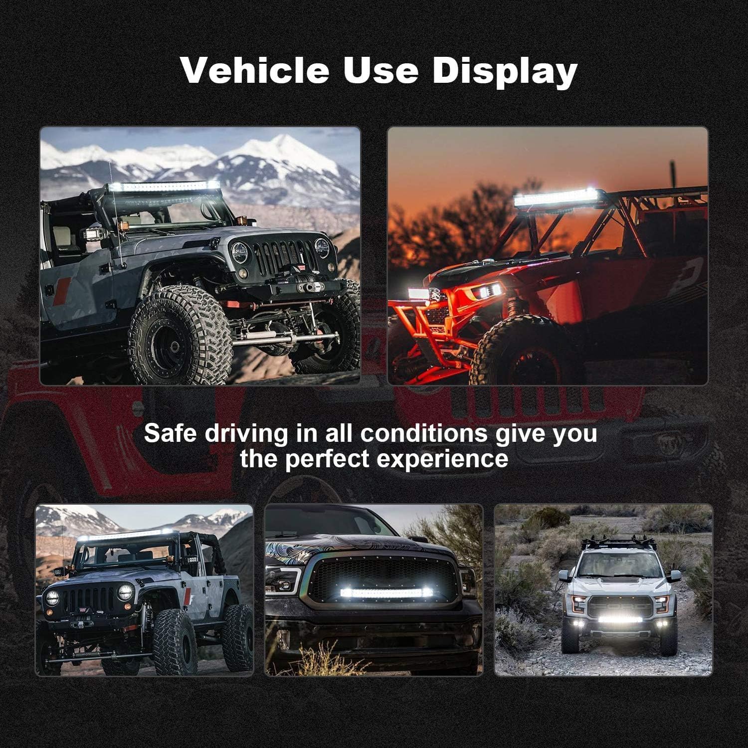 LED Light Bar Kits, 52 Inch 300W 22 Inch 120W Light Bar Triple Row Flood Spot Combo Beam with 4PCS 4 Inch Pod Lights 2PCS Wiring Harness Kit, Car Off Road Driving Work Lighting