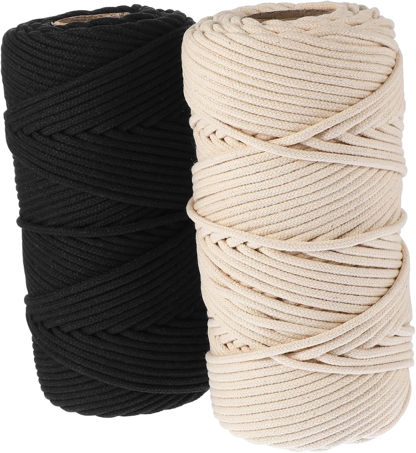 Housoutil 2Rolls Natural Cotton Cords Braided Cotton Rope for DIY Macrame Crafts Wall Hangings Dreamcatchers Decoration