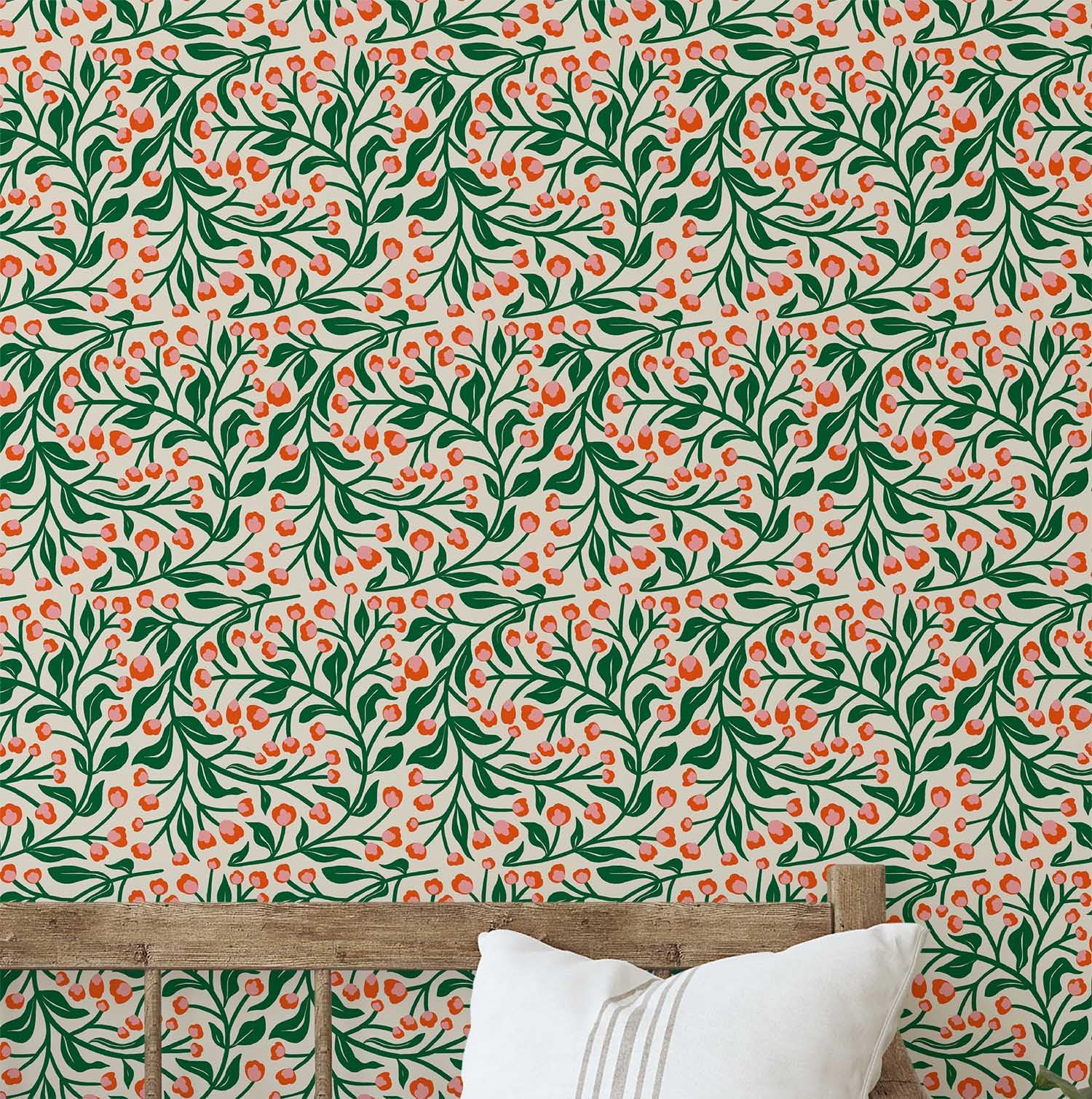 Décoration murale verte haut de gamme avec le papier peint autocollant vigne S4Sassy