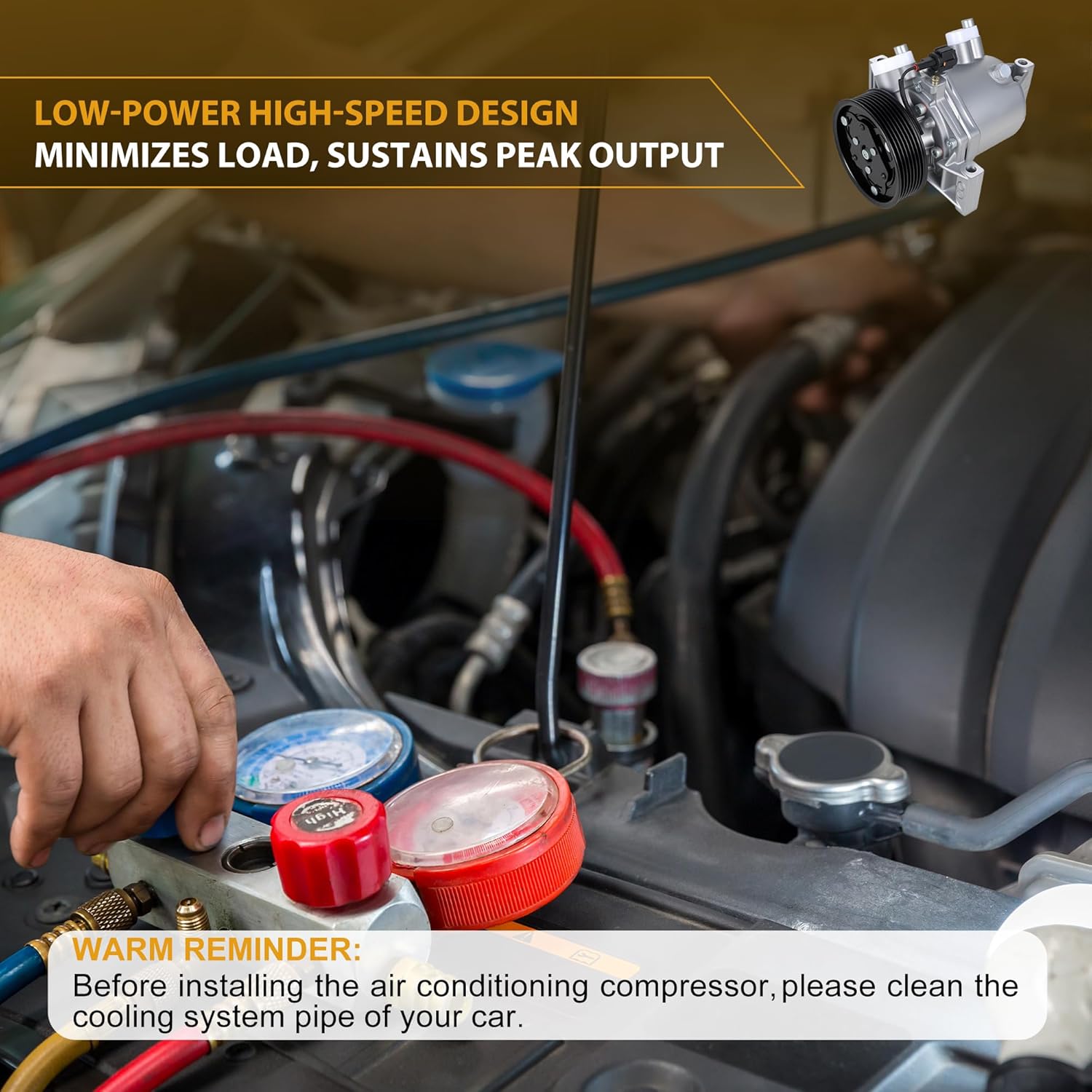 AC Compressor with Clutch Compatible with Nissan Versa 2012-2019, Versa Note 2014-2019, 1.6L Replacement for CO29099C, CO 29099C, 58892, 57892, 6513076
