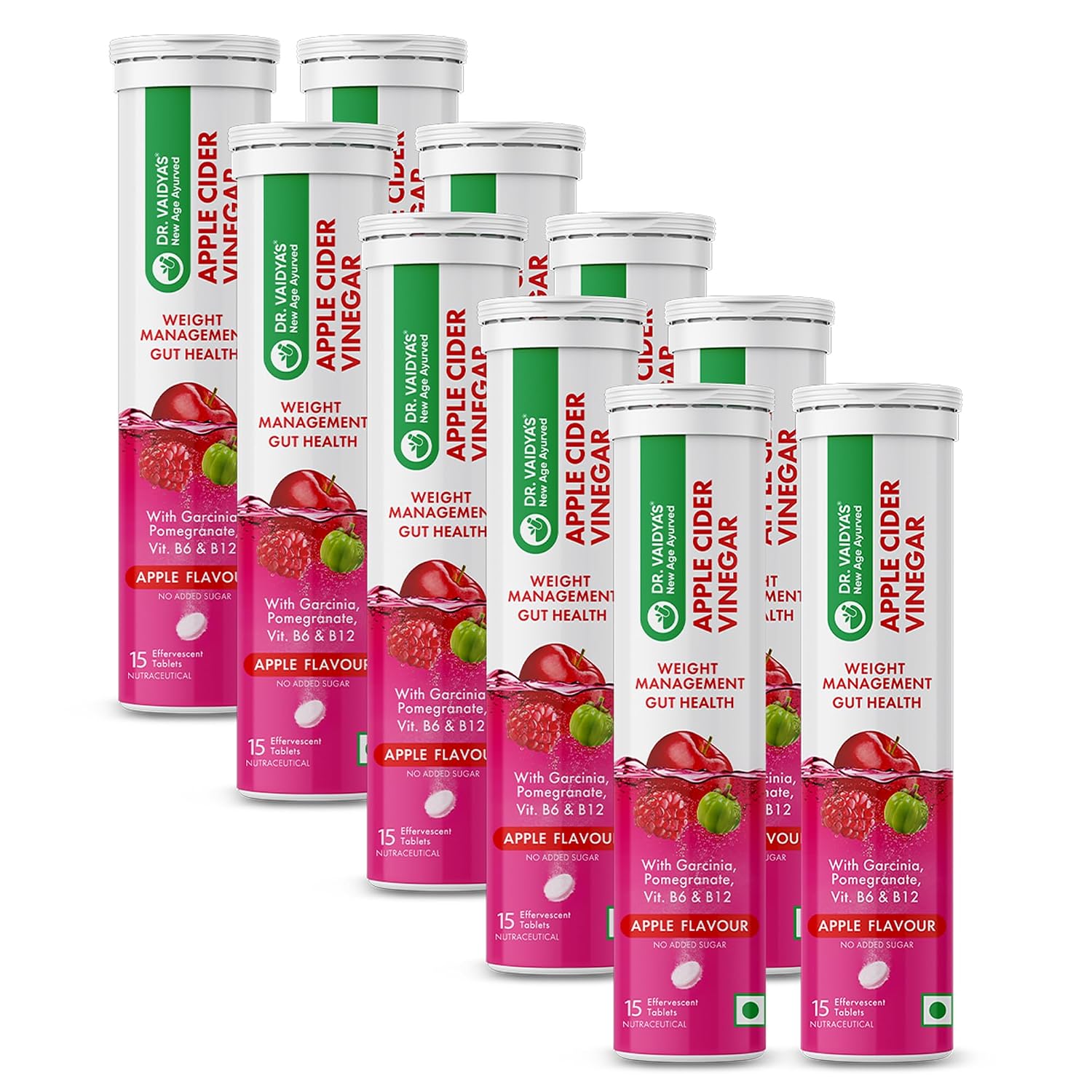 Dr. Vaidya Apple Cider Vinegar Effervescent Tablets with Mother | ACV Detox & Weight Loss Tablets | Aids Digestion & Gut Health; Boosts Metabolism | Fat Burner for Men & Women | 150 Tablet, Pack of 10 Dr. Vaidya Apple Cider Vinegar Effervescent Tablets with Mother | ACV Detox & Weight Loss Tablets | Aids Digestion & Gut Health; Boosts Metabolism | Fat Burner for Men & Women | 150 Tablet, Pack of 10