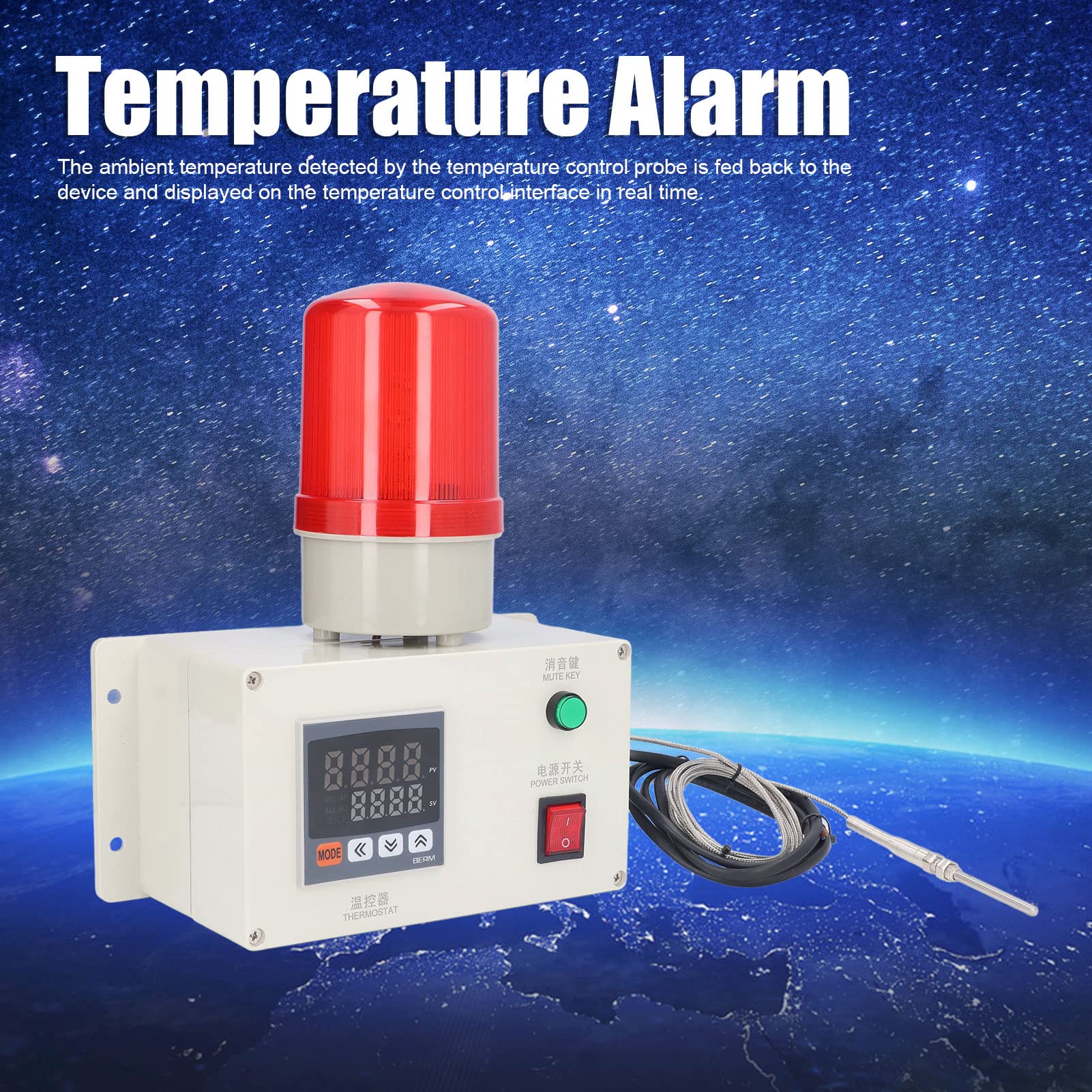 Generic Dispositivo de Control de Alarma de Temperatura con Función de Sonido Intermitente para Uso Doméstico y de Oficina en CA 220 V