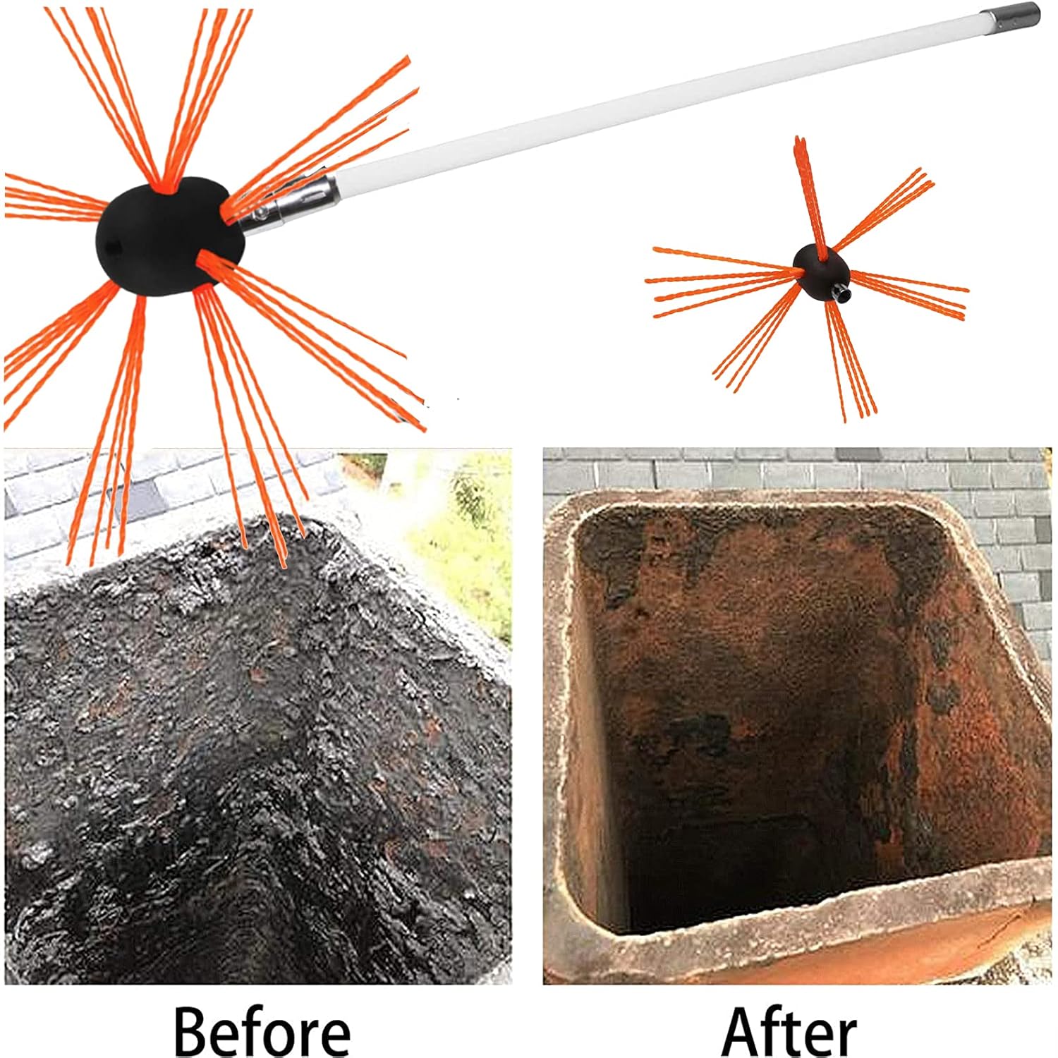 YUEWO 20-39ft Length Chimney Cleaning Brush Kit Fireplace Flue Sweep Tools with Reinforced Nylon Flexible Rods and Brush Head Dryer Vent Cleaner Kit for Cleaning Fireplace