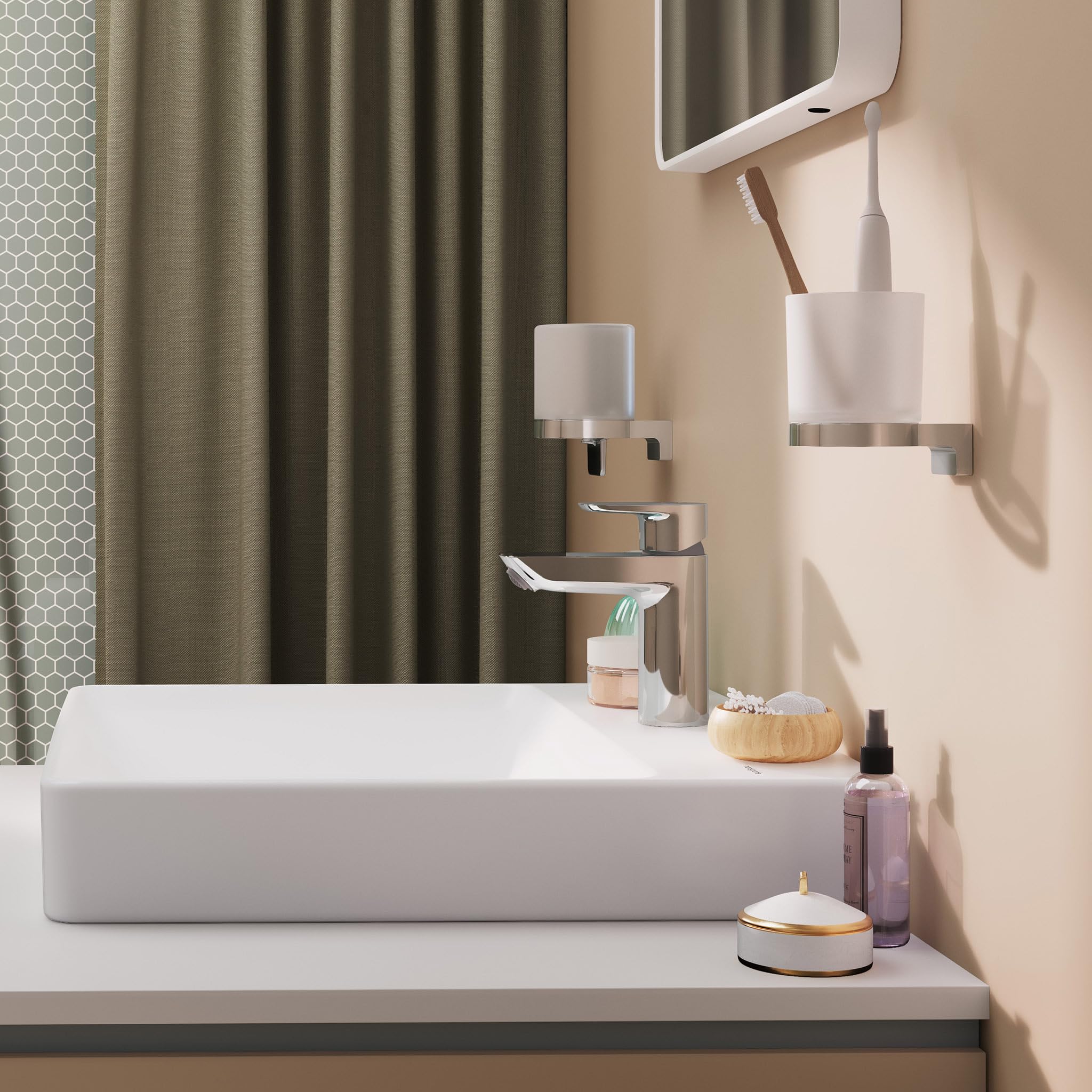 hansgrohe Neovis Q - grifo lavabo con vaciador Push-Open, grifo monomando lavabo, altura del caño 96 mm, cantidad de caudal 5 l/min (EcoSmart), cromo, 71348000