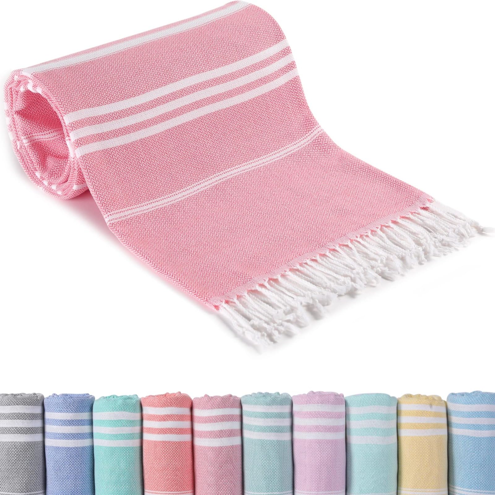 PsaltryCom Turkish Beach Towel Soft Lightweight Quick Dry Sand Free Bath Towel with Tassels for Beach Pool Travel Spa Yoga Camping (D,180x100cm)
