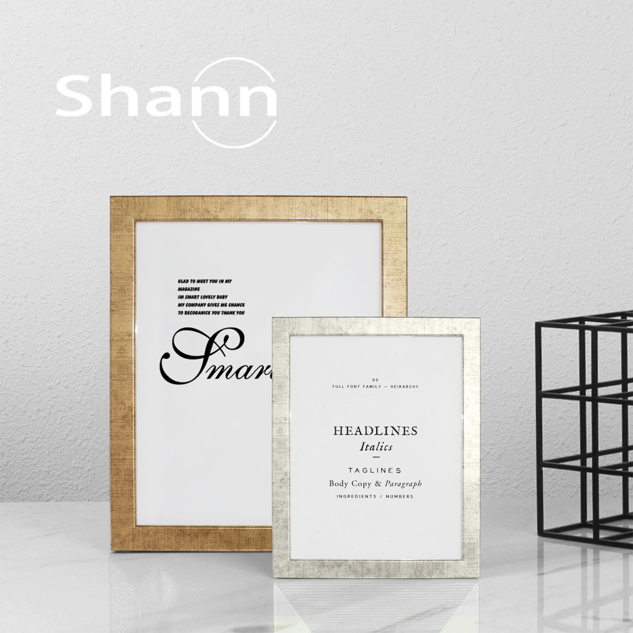 SHANN Parck 2 Marco de Fotos Dorado, 40x50 cm, Soporte de Mesa y Pared, Desmontable – Decoración Moderna para Hogar y Oficina