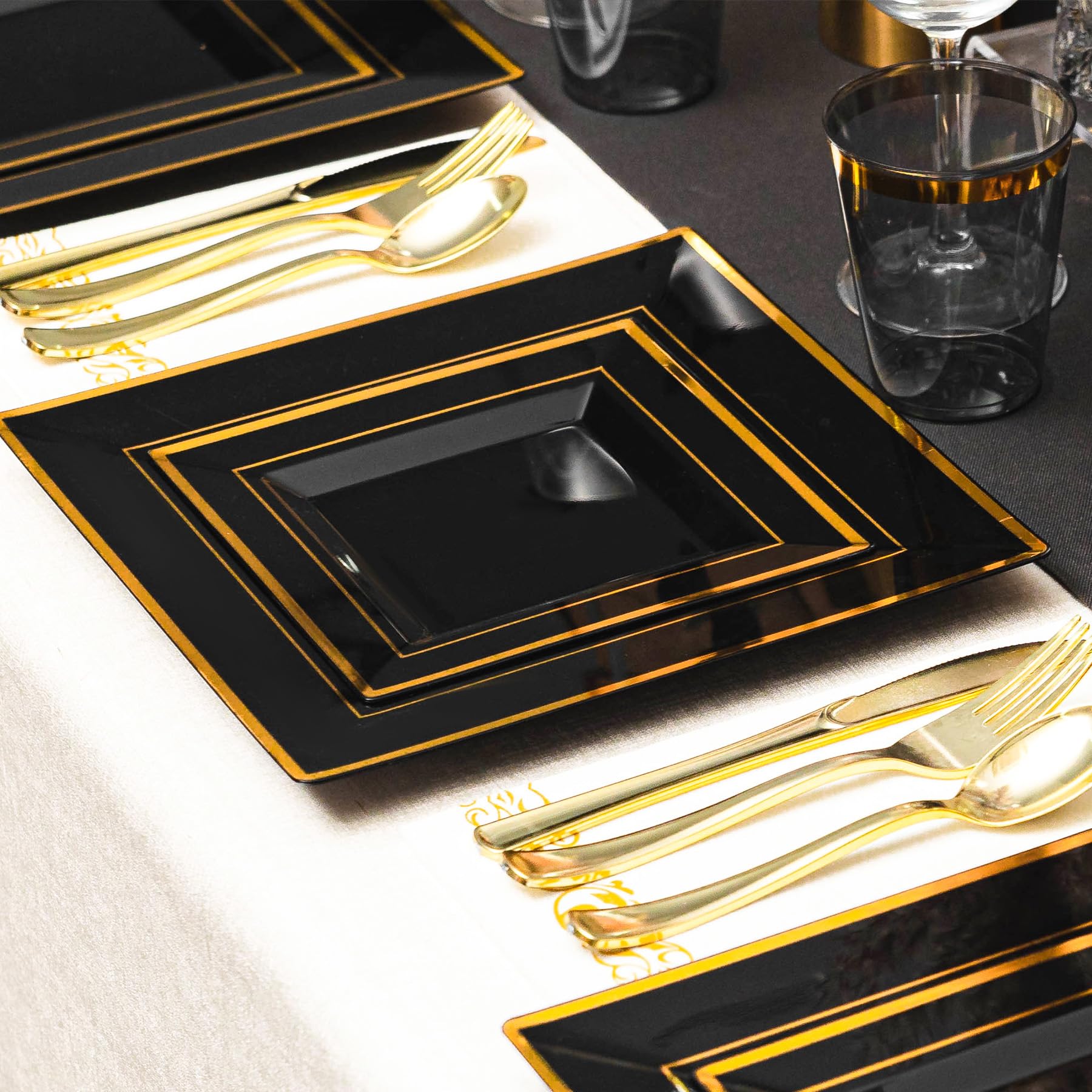Black & Gold Disposable Plates - 350 Pack -3