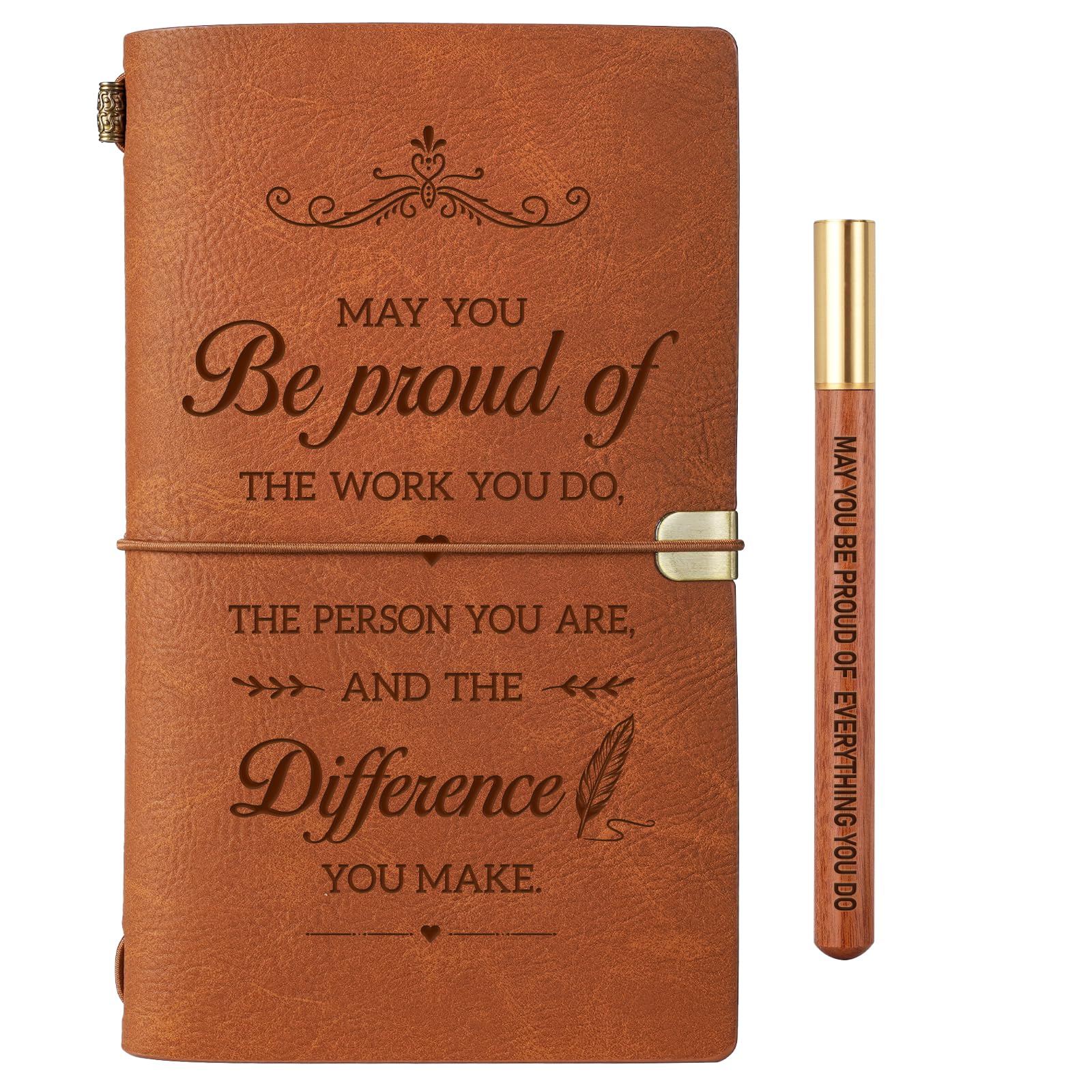 Leaving Gifts for Colleagues Women, Inspirational PU Leather Notebook, Proud of You - Employee Appreciation Gift, New Job Retirement Graduation Presents for Teacher, Friends, Nurse, Volunteer