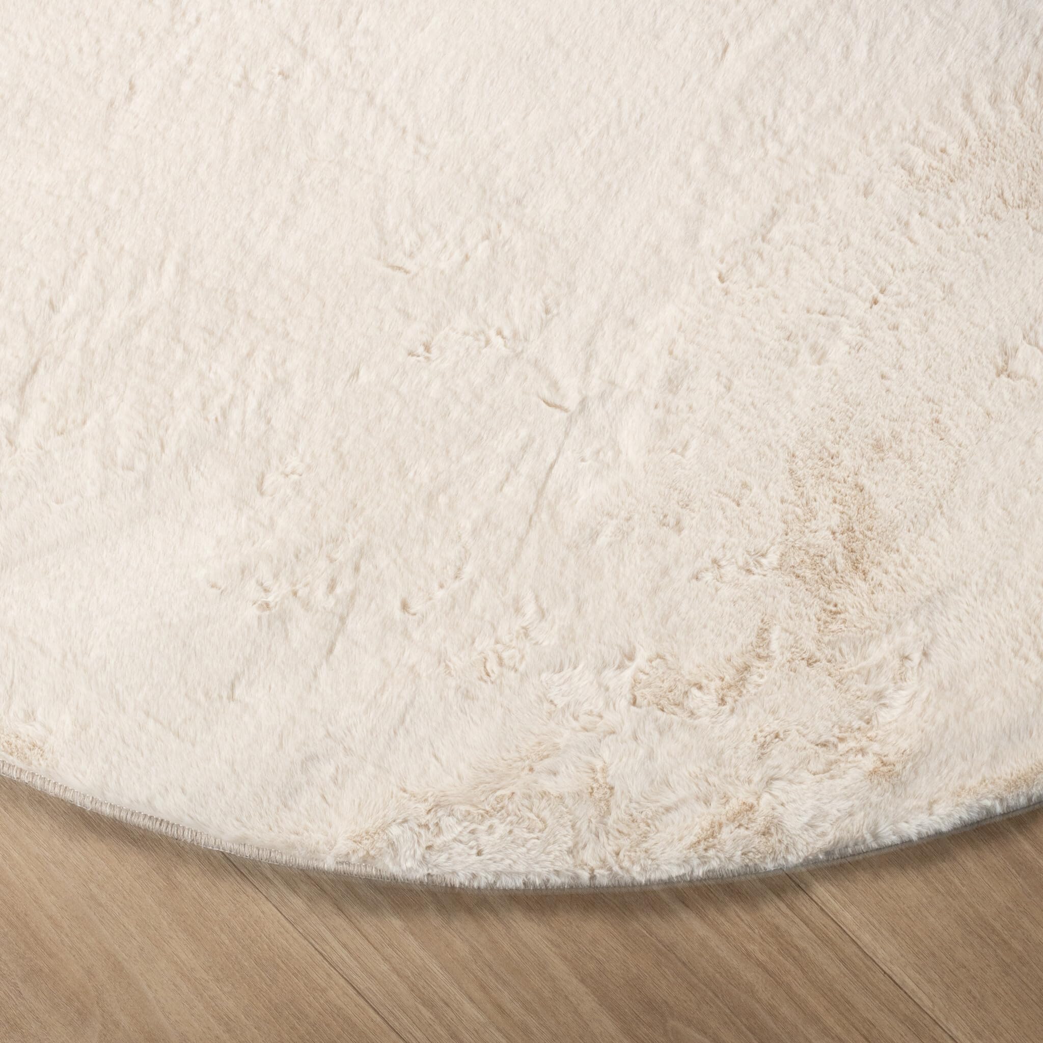 FRAAI | Home & Living Flauschiger Teppich Rund - Cozy Creme - Ø 120 cm