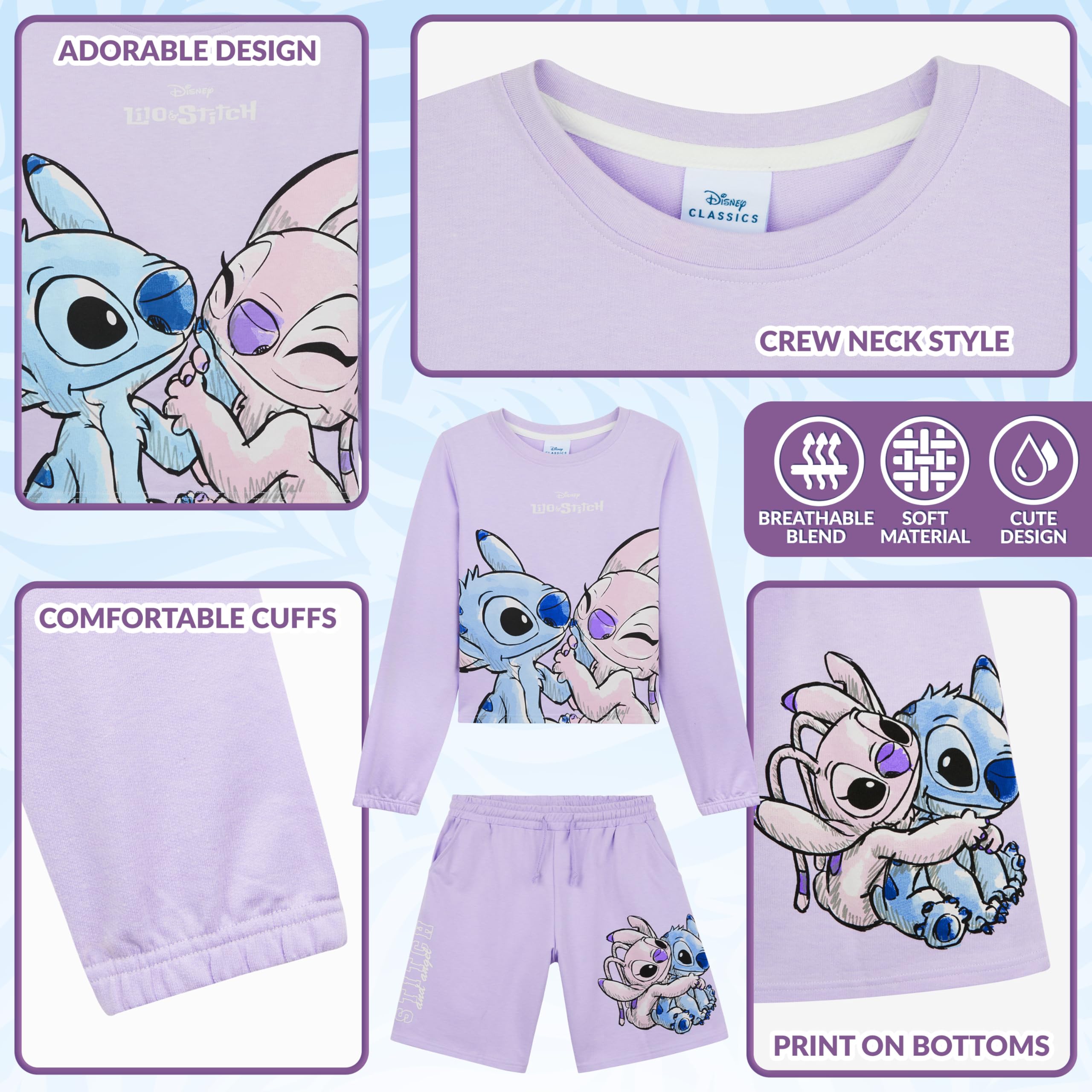 Disney Stitch Chandal Niña Chándal para Niños y Adolescentes Conjunto de Sudadera Niña y Pantalón Chándal Ropa Deportiva Infantil 2 Piezas