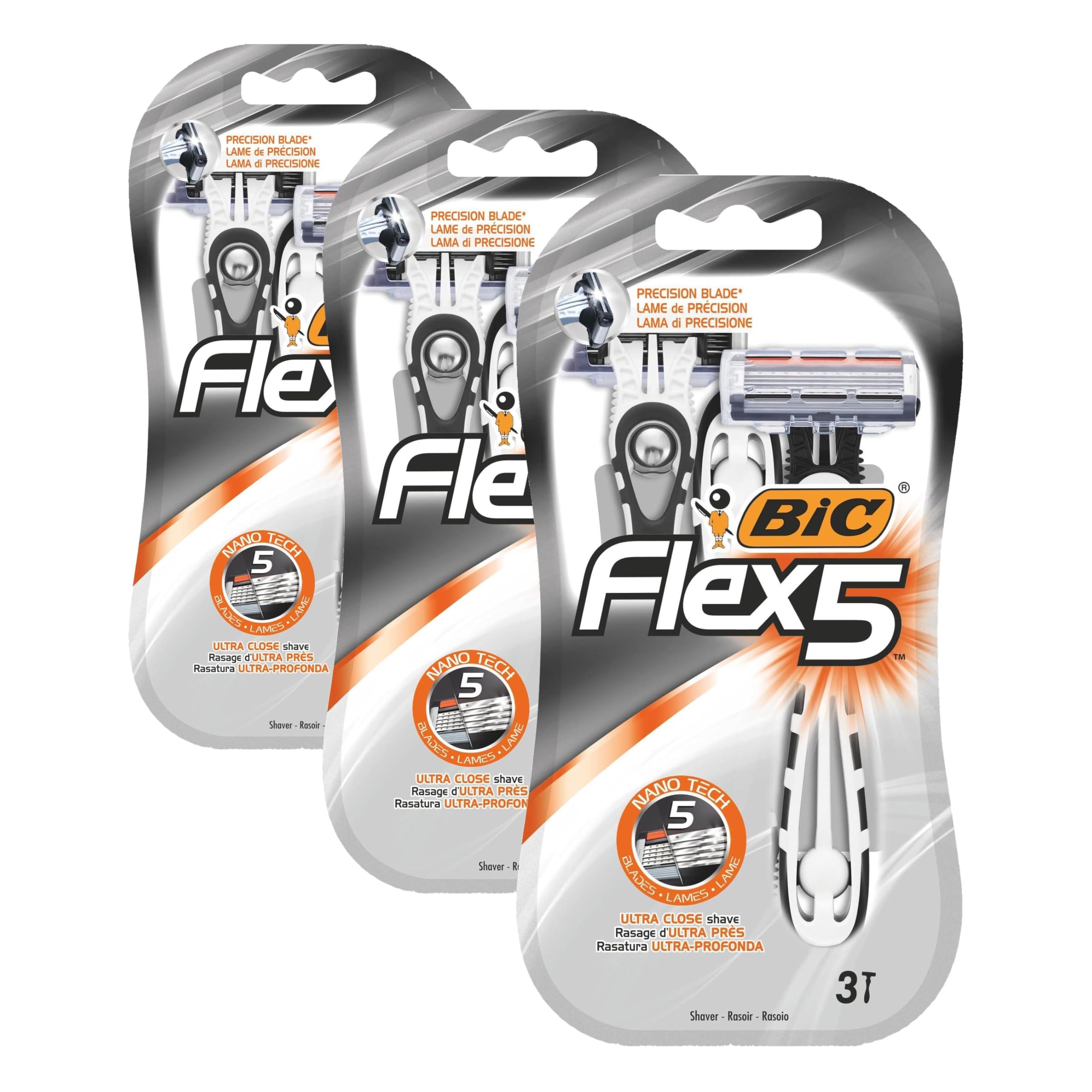 BIC Maquinilla Afeitar Desechable - 3 Cuchillas, 3 unidad, 1 (Paquete de 3)