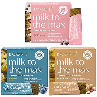 Boobie Bar Superfood Lactation Bar Variety Pack, Lactation Snacks for Breastfeeding Moms to Increase Milk Supply, Fenugreek-Free, Gluten-Free, Dairy-Free, Vegan 18 Bars, 3 Flavors