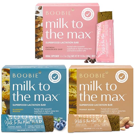 Boobie Bar Superfood Lactation Bar Variety Pack Lactation Snacks for Breastfeeding Moms to Promote and Increase Milk Supply Fenugreek-Free Gluten-Free Dairy-Free Vegan 18 Bars 3 Flavors