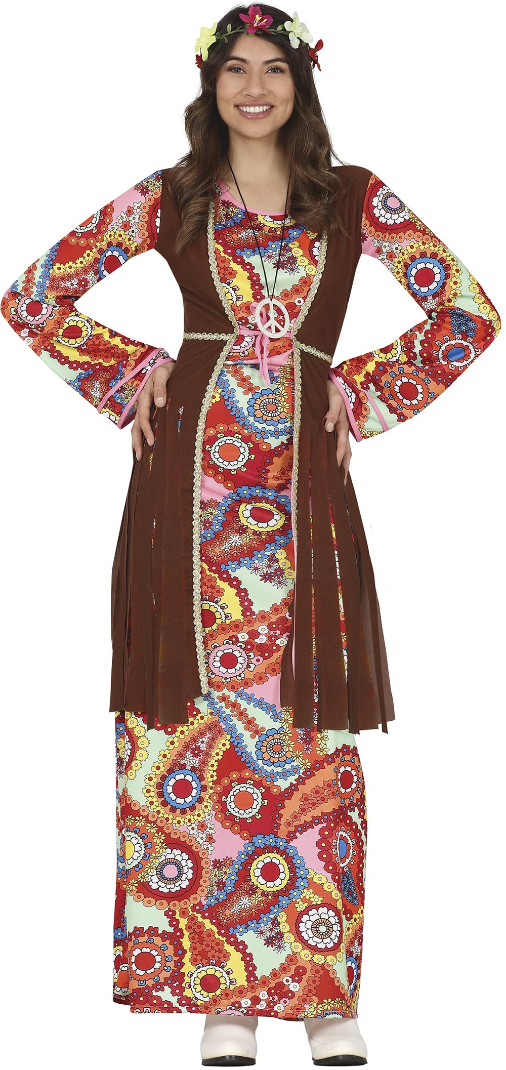 FIESTAS GUIRCA Disfraz de Hippie con Vestido Largo para Mujer