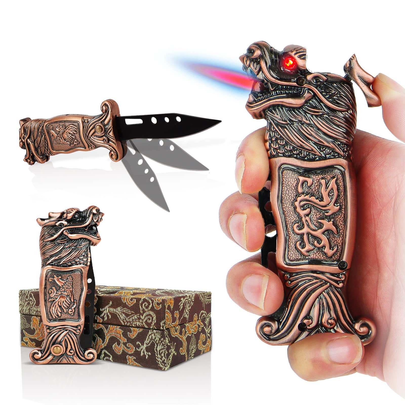 Amazon.com: Dragon Torch Lighter with One-Click Ejection Black Cigar Cutter  Knife, Cool Vintage Birthday Gift, Refillable Butane Cigar Lighters for  Smoking, Candles, Windproof Metal Lighter for Outdoor, Camping : Health &  Household