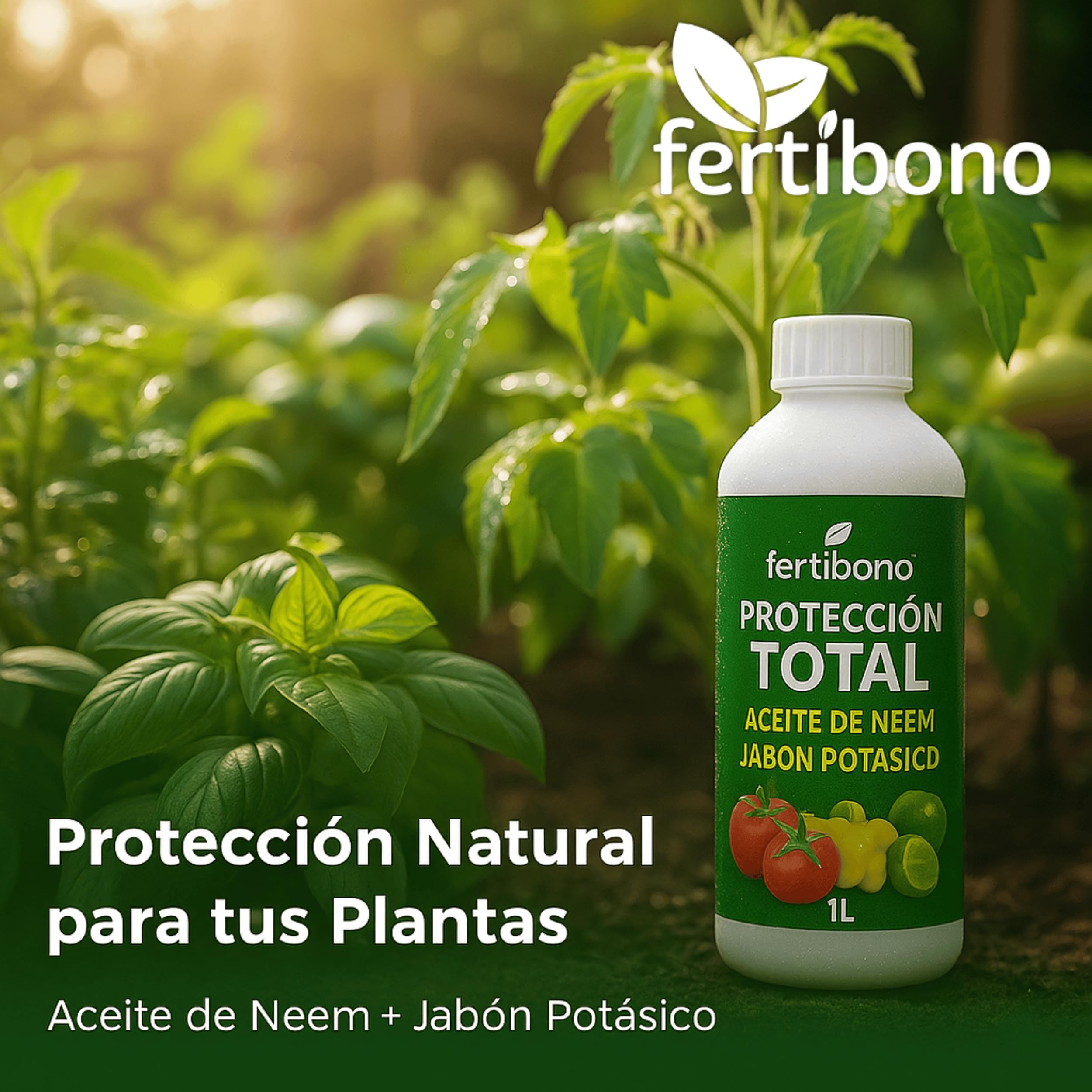 FERTIBONO Jabón Potásico + Aceite de Neem | Solución Multiusos Natural para Plantas | 1l | Ideal para Huertos y Jardines — view 3