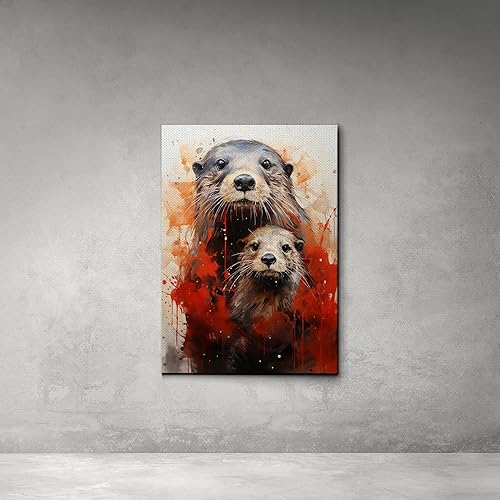 Miniatura 5 de Fox Mother Cub Print, In The Style Of Stencil,Based, Ivory, Kids Wall Art, Kids Wall Art Display, Mom And Baby Animal Art Print, Decor Canvas, Art