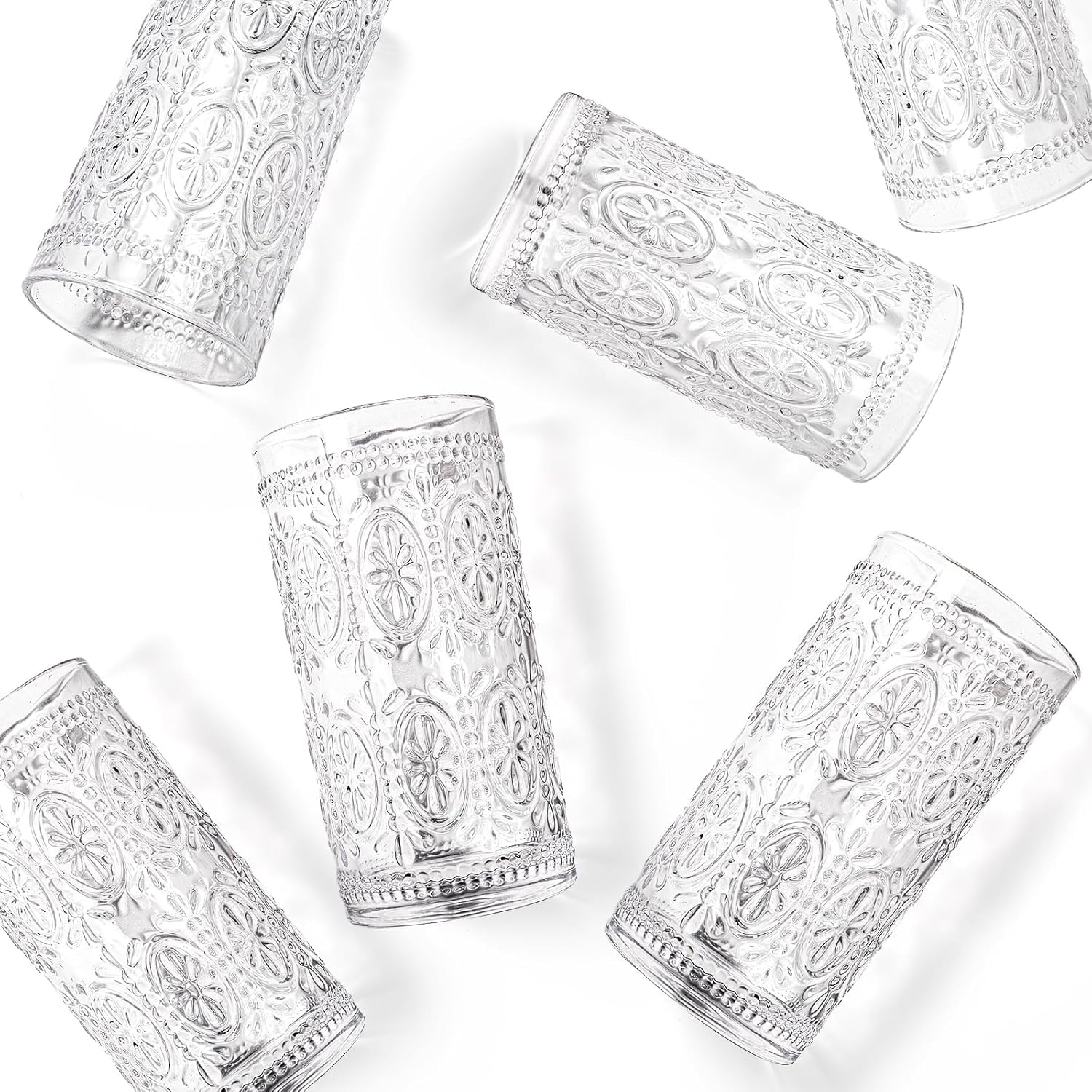 Lot de 6 verres vintage de 360 ml pour bière, boissons gazeuses et toutes les boissons, idéal pour banquets, bars et divertissements