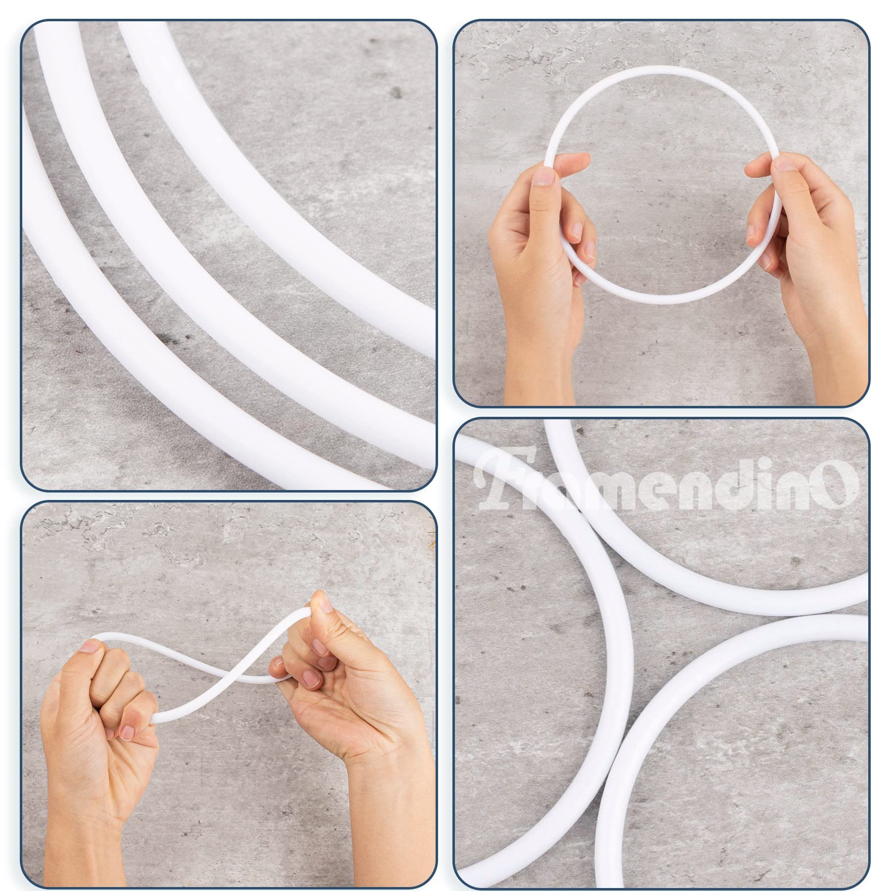Snapklik.com : 12 Pack 6.3 Inch White Plastic Rings Macrame Floral Hoop ...