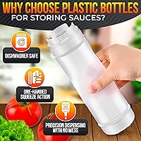 Vista 3 de Juego de 6 botellas invertidas para condimentos de 16 onzas, diseño mejorado con juntas de sellado adicionales, válvula de cierre automático