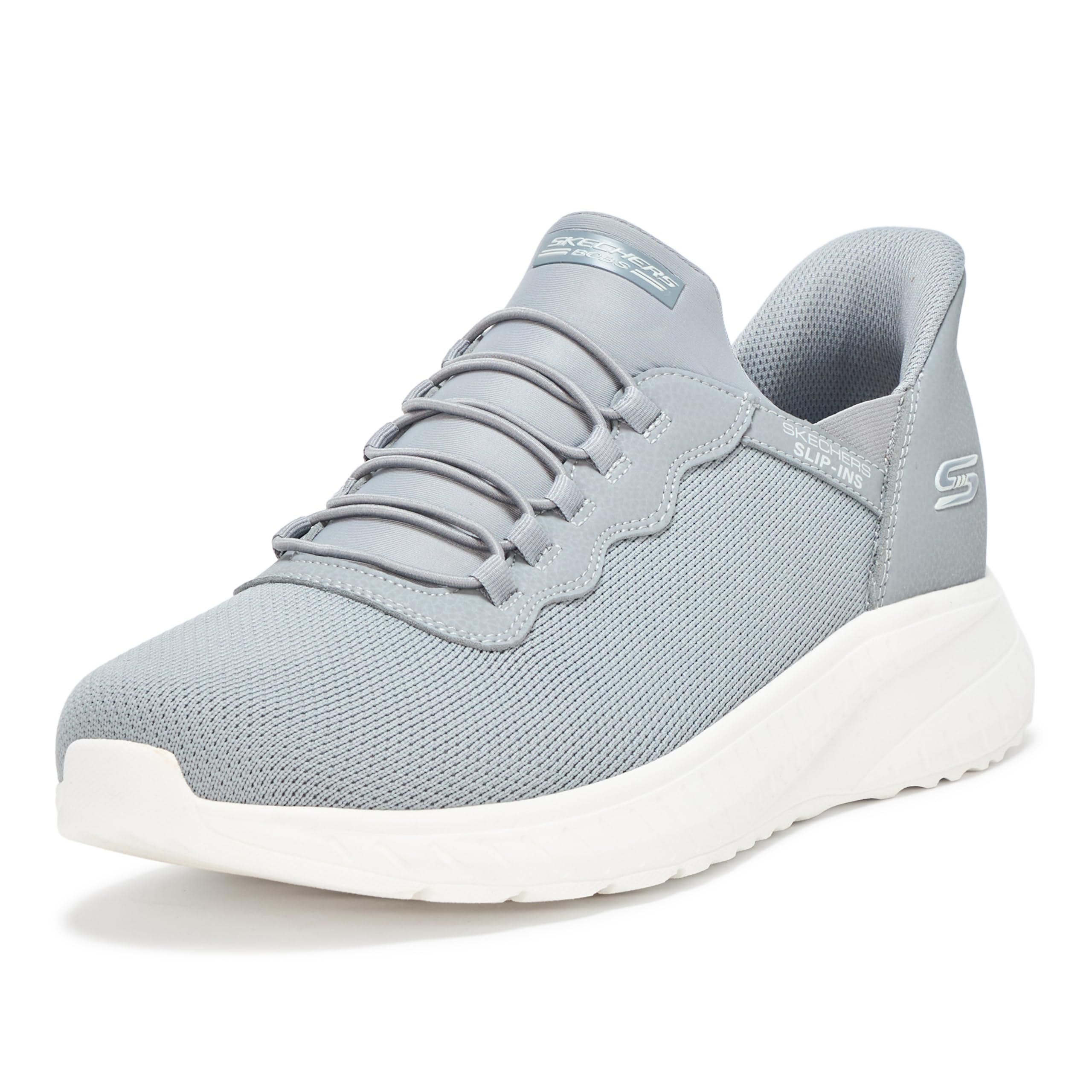 Skechers Hombre Zapatillas Hands-Free Slip-In Bobs Squad Chaos Daily Hype, Gray Knit, 49.5 EU