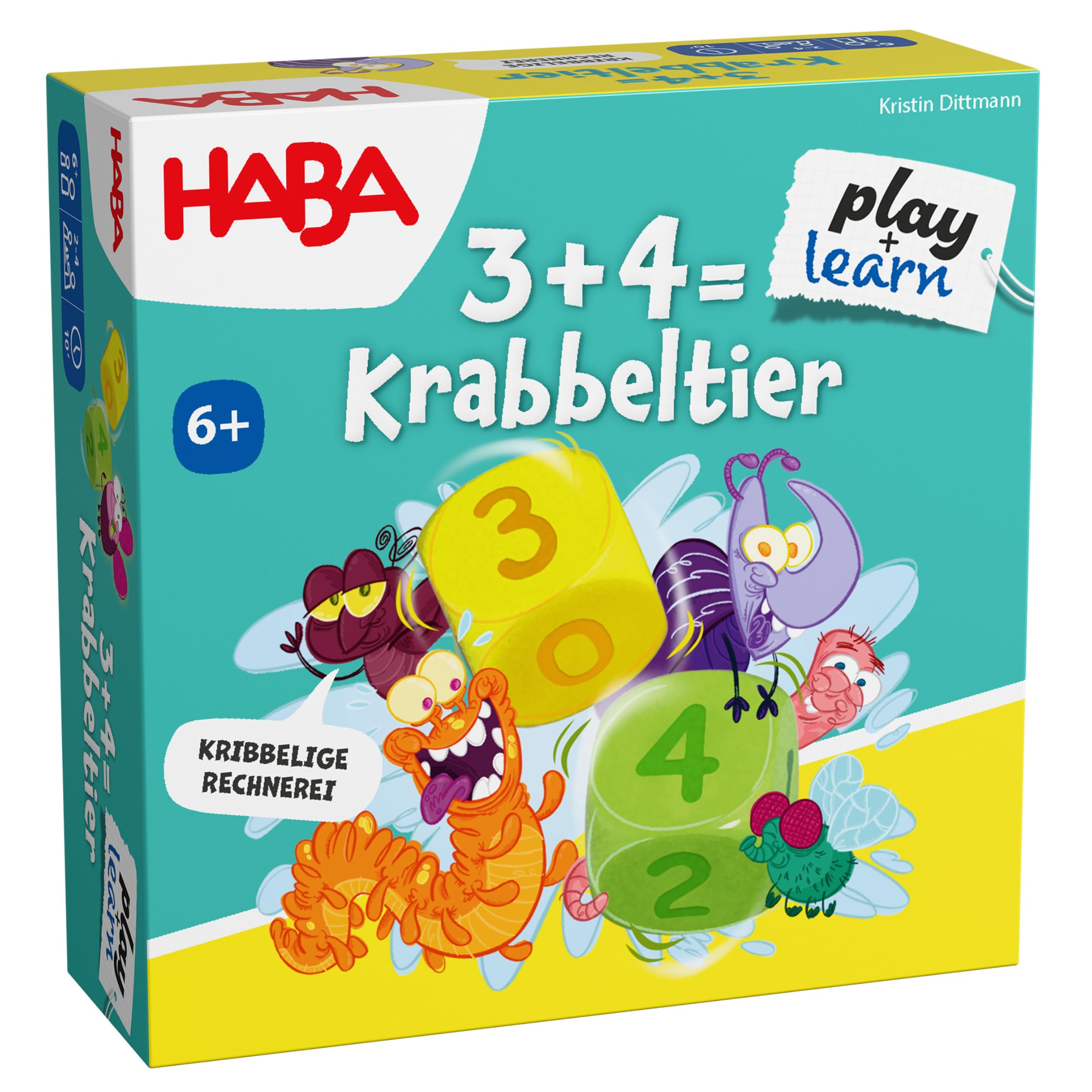 HABA 3 + 4 = Krabbeltier – Lustiges Mathe-Lernspiel für Kinder ab 6 Jahren – Rechnen Lernen bis 10 & Gedächtnistraining Einschulung & 1. Klasse – 2013336001