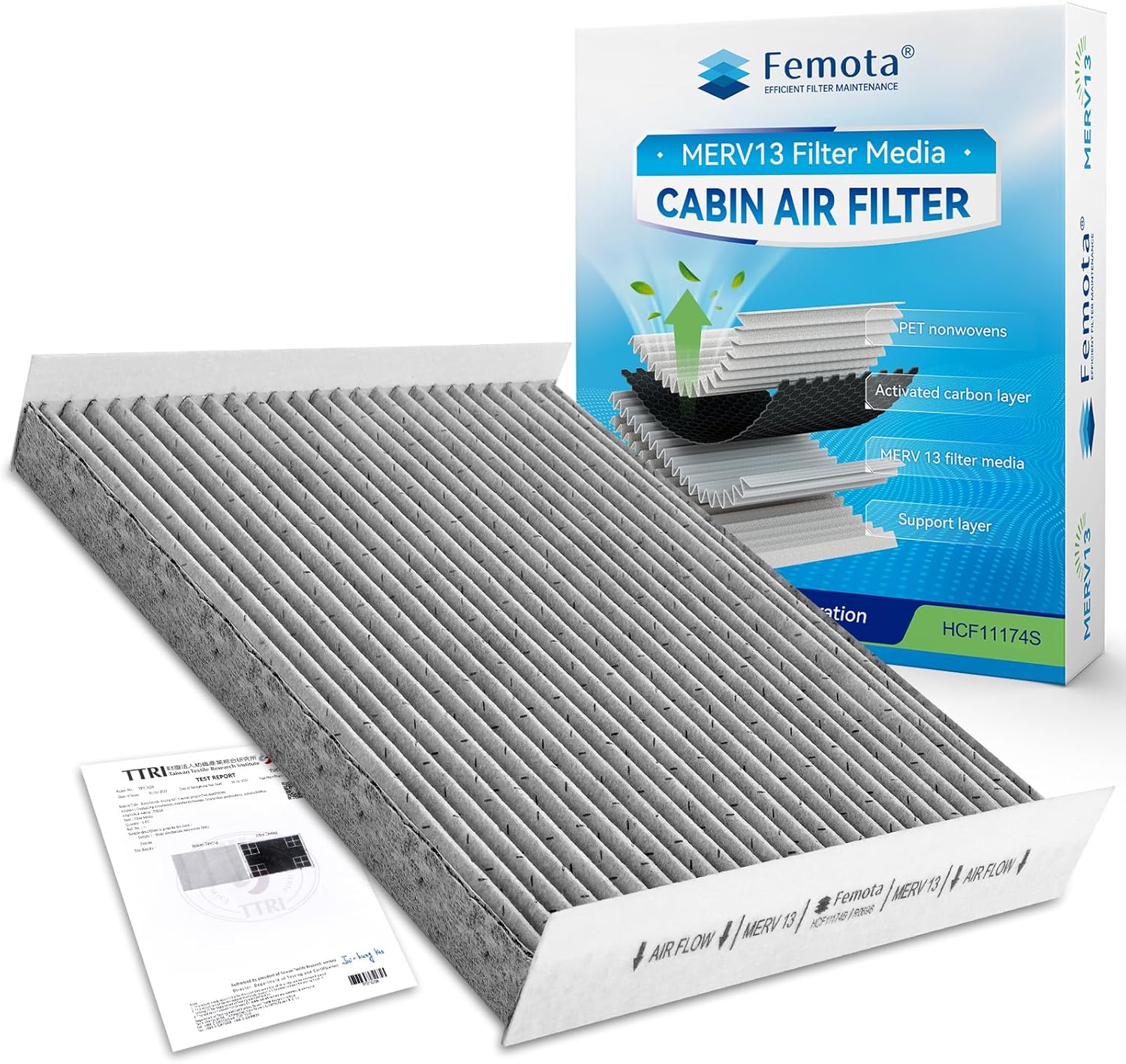Femota MERV 13 Cabin Air Filter with Activated Carbon (CF11174)