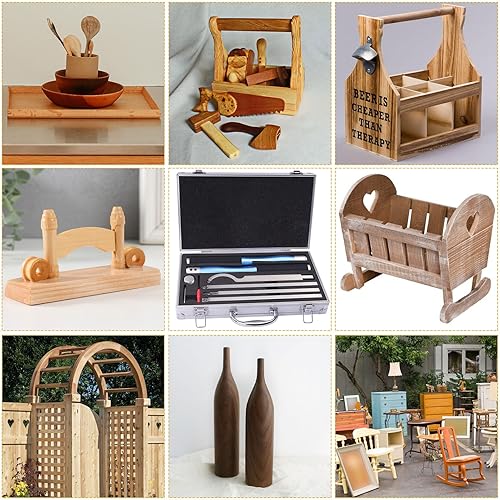 Miniatura 7 de Juego de herramientas de torneado de madera con punta de carburo, herramientas de torno de madera con 2 asas extraíbles y un conector ajustable,