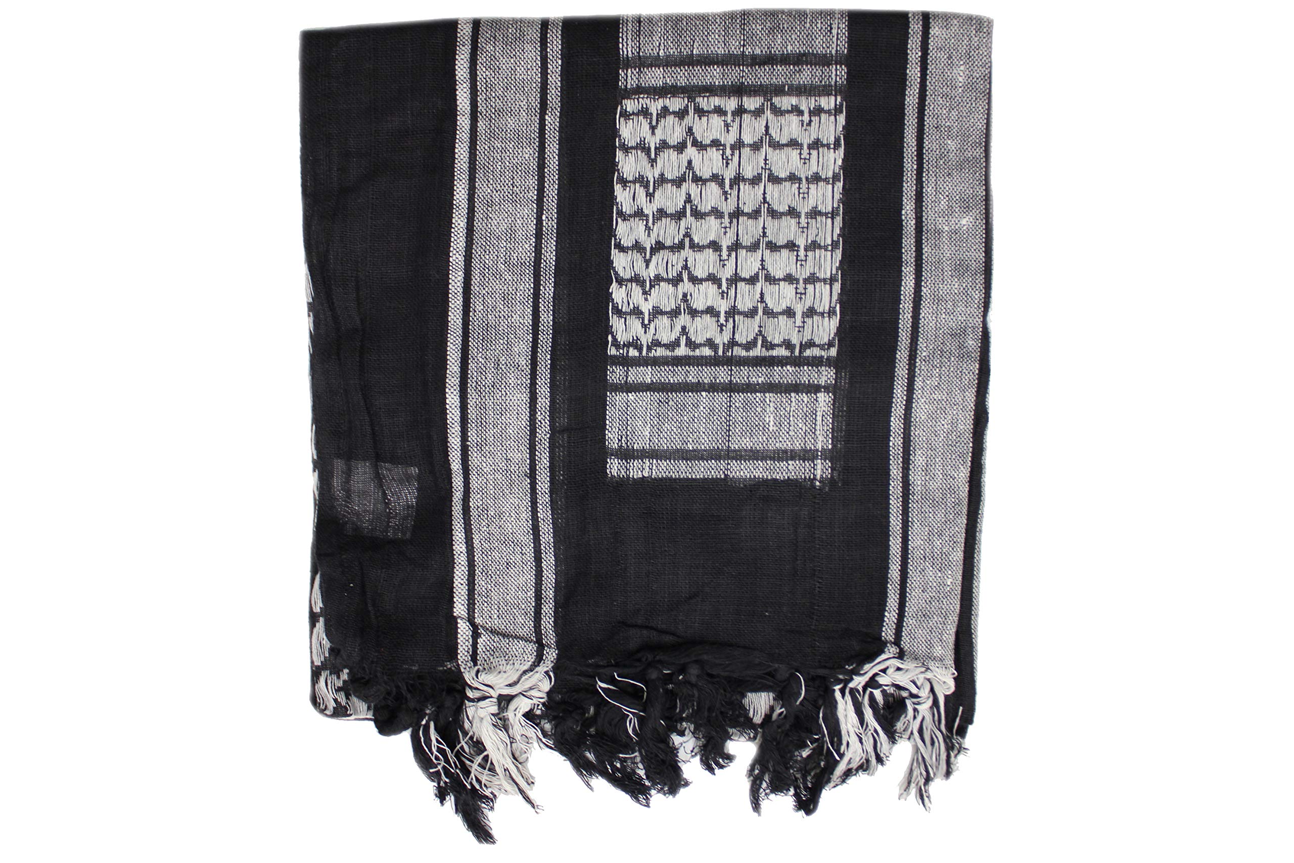 Viz-Uk Wear Men's Black/White Cotton Arabic Combat Army Military Sas Retro Desert Cotton Shemagh Arab Scarf ()