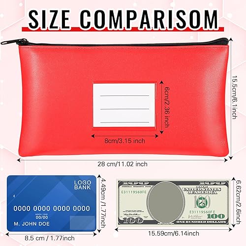 Miniatura 2 de Paterr 6 bolsas de dinero con cremallera, de piel sintética, bolsa de seguridad para dinero, soporte para recibos, cartera con etiqueta para dinero