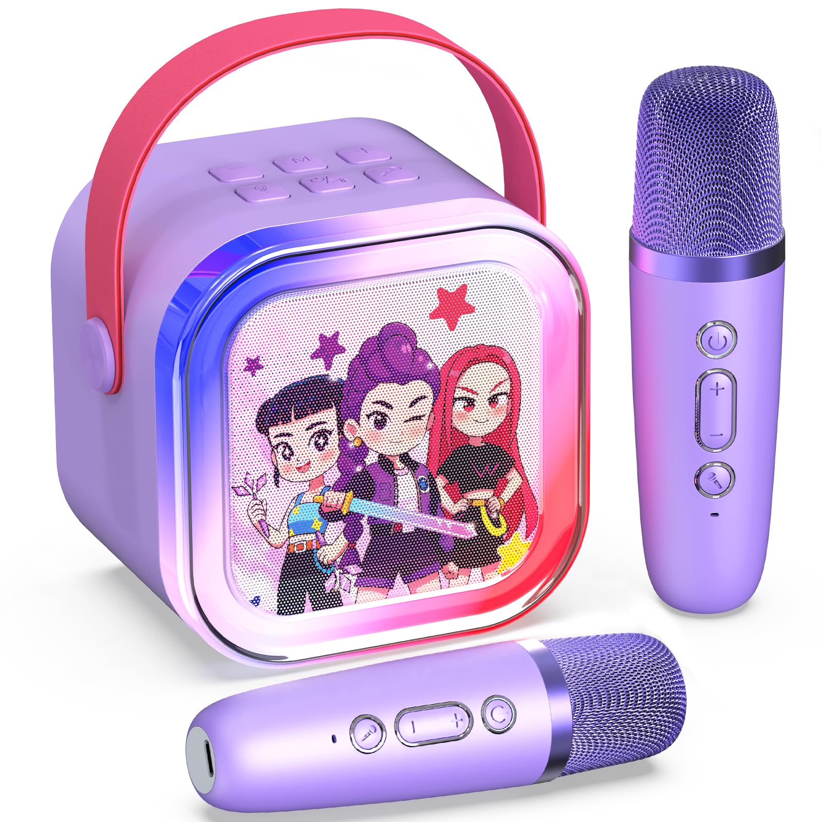 Photo 1 of Mini Karaoke Machine for Kids,5 Voice Effects - Portable Bluetooth Speaker with 2 Wireless Mics LED Lights for Boys Girls Ages 3-12| Kids Karaoke Machine Birthday Gift Toy for Singing,Party & Play