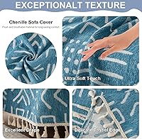 Vista 176 de VClife funda boho de sofá de felpilla para sofá seccional, funda antideslizante para sofá de 2 plazas, protector para mascotas con borlas, funda