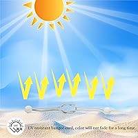 Vista 3 de Joneaz Cuerda elástica con bolas de 9 pulgadas, color blanco, resistente, 50 piezas, resistente a los rayos UV, cuerda de amarre de bola de 1 pulgada