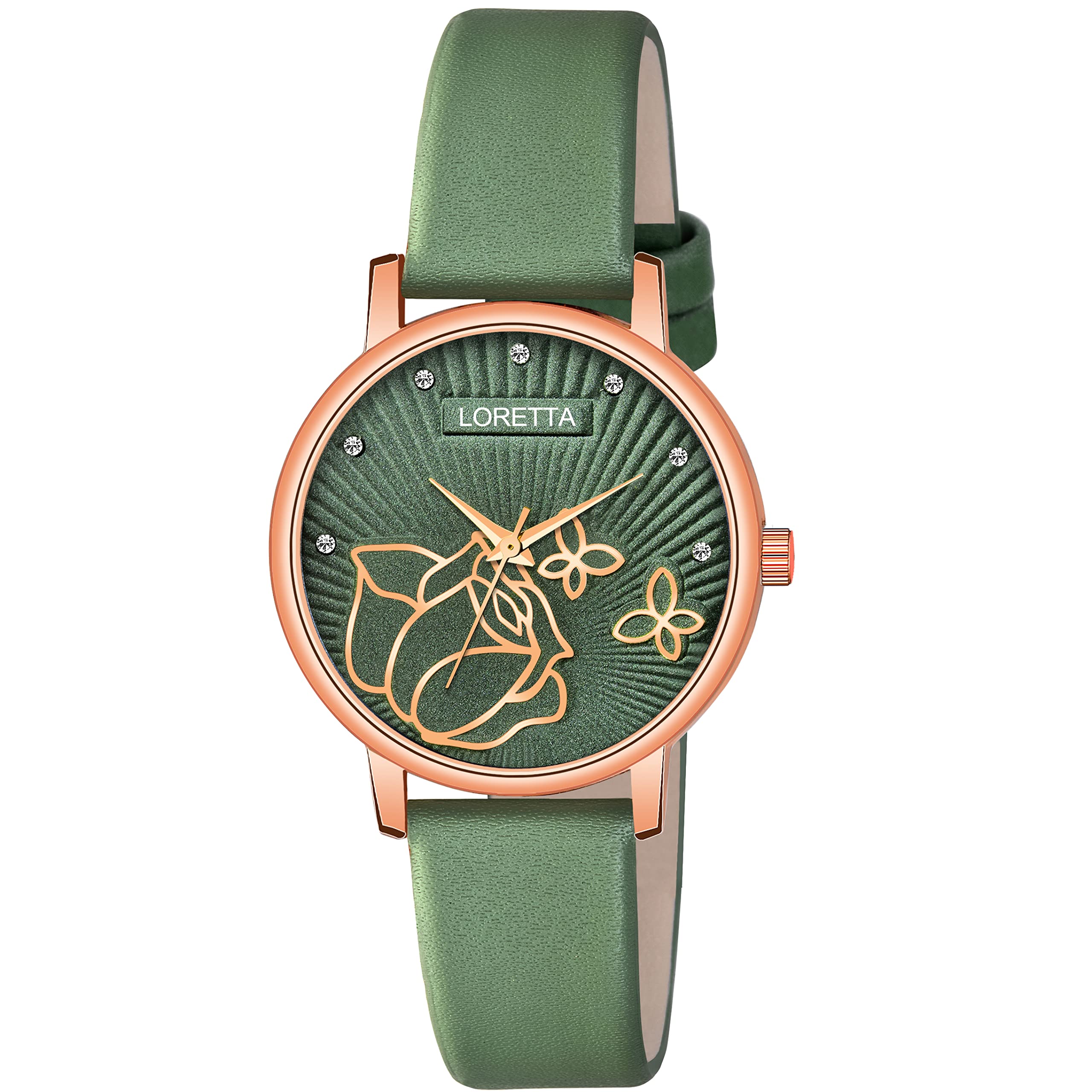 Loretta LT-3001 Leather Belt Black Slim Dial Women Analog Watch for Girls (Green) (B0C6B297HX) Amazon Price History, Amazon Price Tracker