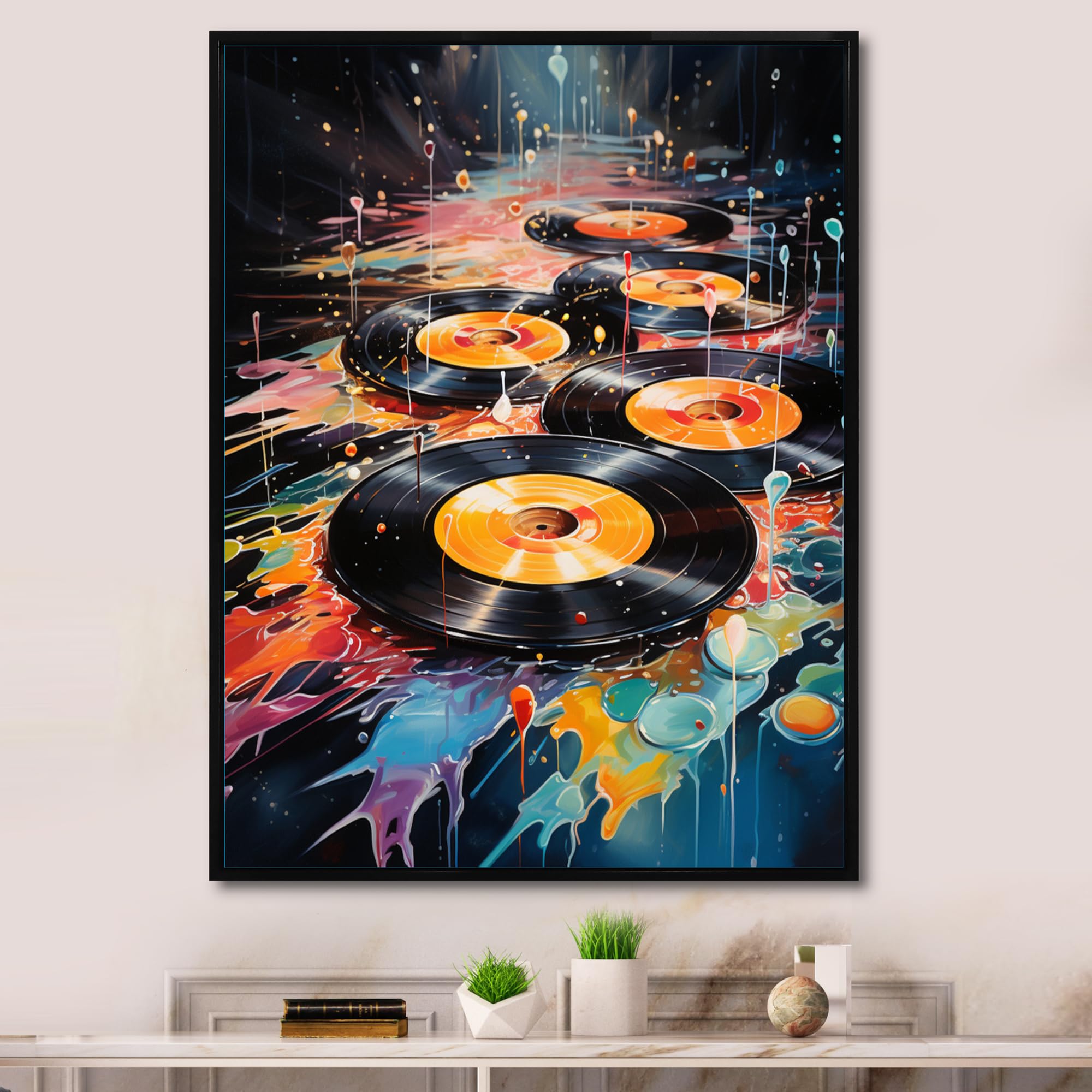 Amazon.com: DesignQ Vinyl Records Oversized Black Framed Wall art