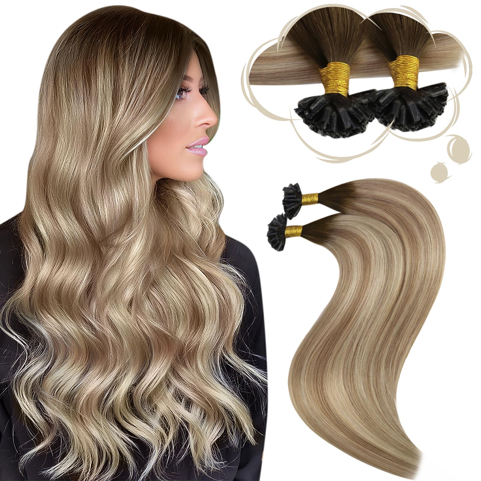 Moresoo Haarverlängerung Echthaar Bondings Extensions Echthaar Bondings