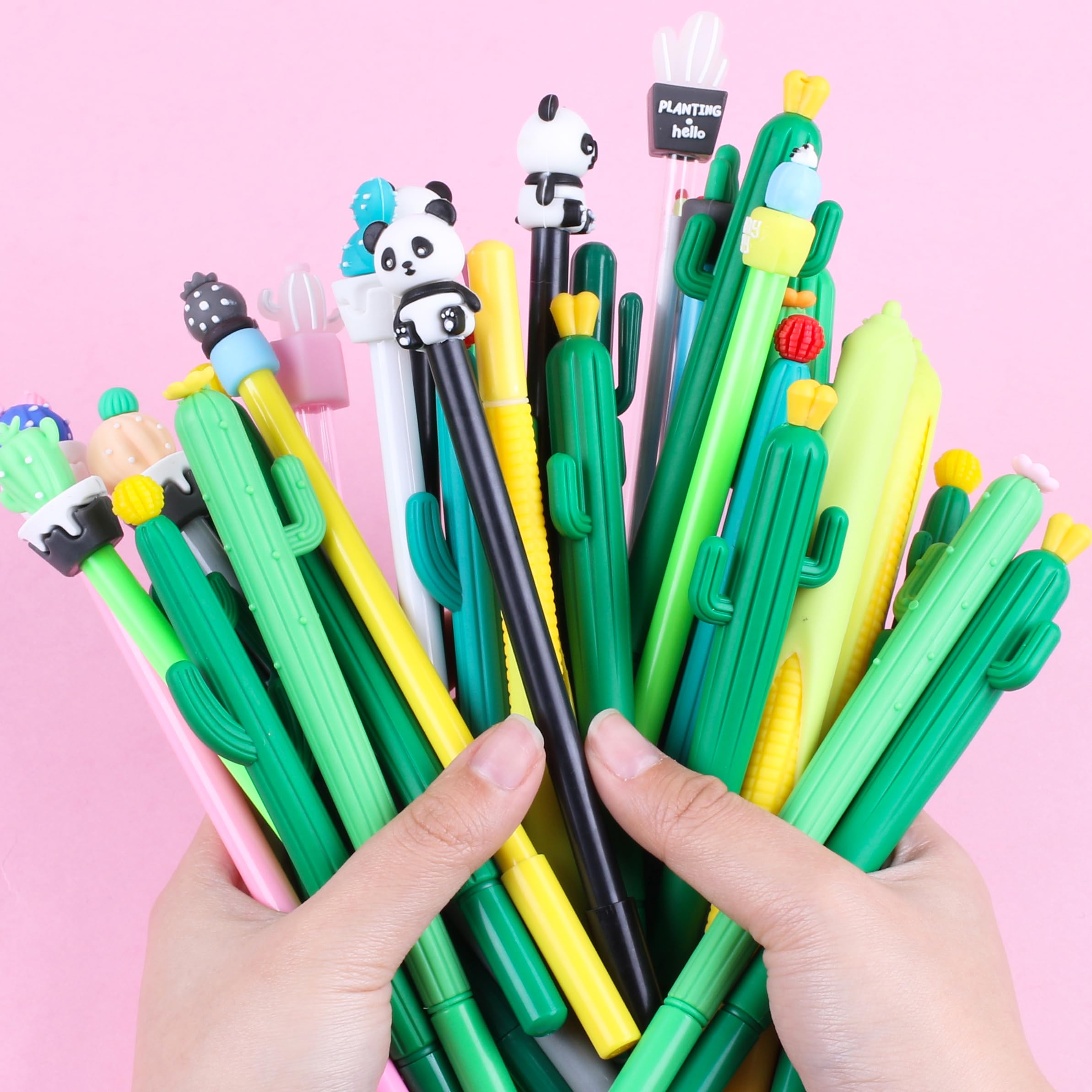 36Pcs/Bulk Cute Pens Novelty Cactus Gel Pen Funny Journal Cool Fancy Kawaii Fun Rollerball Pen, Creative School Office Supply Party Favors Kids Adults Men Women Girl Teens Writing Stationery Pen Set - Image 6