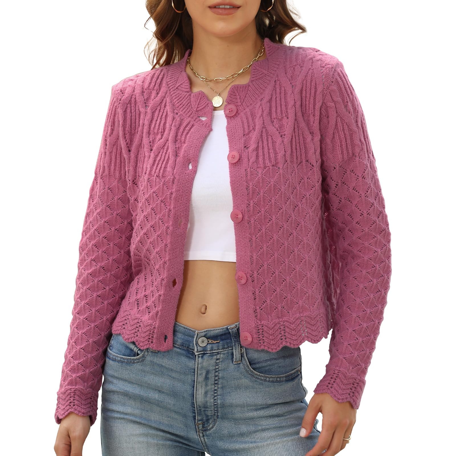 Women Cardigan Sweaters Fashion Outfit Clothes Trendy Cropped Jackets 2025 Casual Long Sleeve Tops