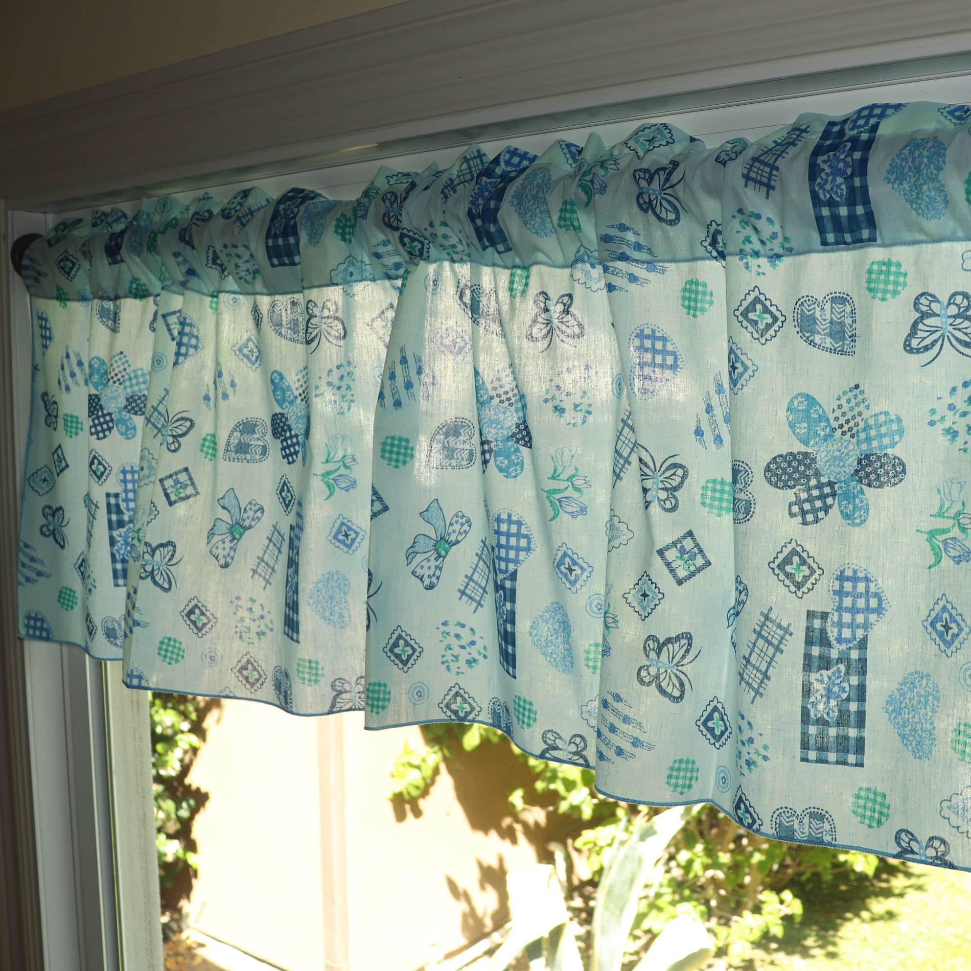 Zen Creative Designs Sunflower Tavern Checkered Cotton Window Valance Home Décor Kids Bedroom Nursery Kitchen Window (58