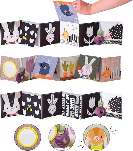 Taf Toys Urban Garden - Libro de tela suave para recién nacidos, libro de bebé arrugado. Juguetes sensoriales de alto contraste. Juguete de