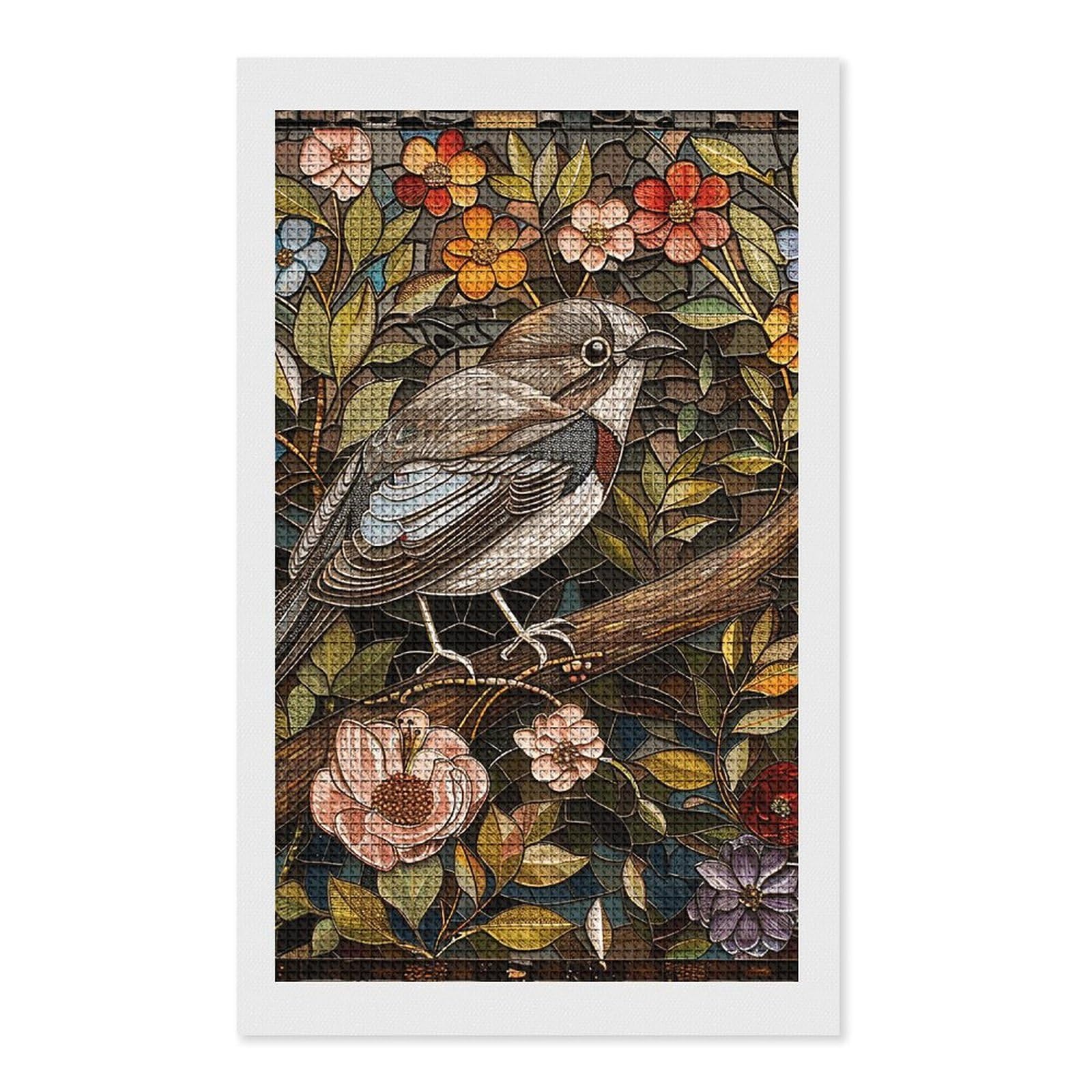 Bird Perched on Branch Diamond Art Kits for Adults, DIY 5D Diamonds Painting Kits for Beginner, Round Full Drill Diamond Dots Painting, 12"x20" Diamonds Pictures Gem Art and Crafts Wall Decor