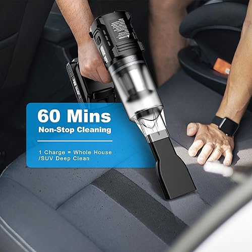 Miniatura 6 de Aspiradora de mano sin cable - 35000 PA fuerte succión para automóvil y hogar, aspiradora de automóvil portátil recargable ligera para pelo de